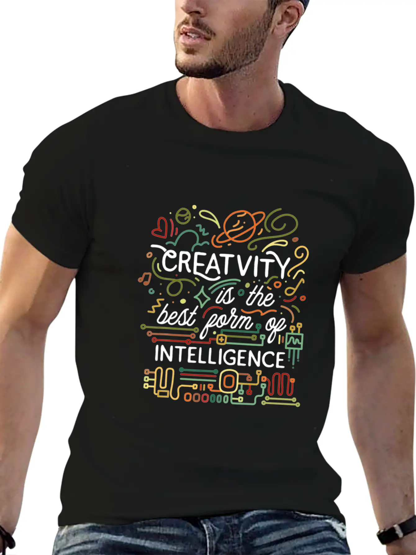 Creativity Is The Best Form Of Intelligence Arts Basic Graphic T-Shirt – Daily Comfort In Soft Cotton