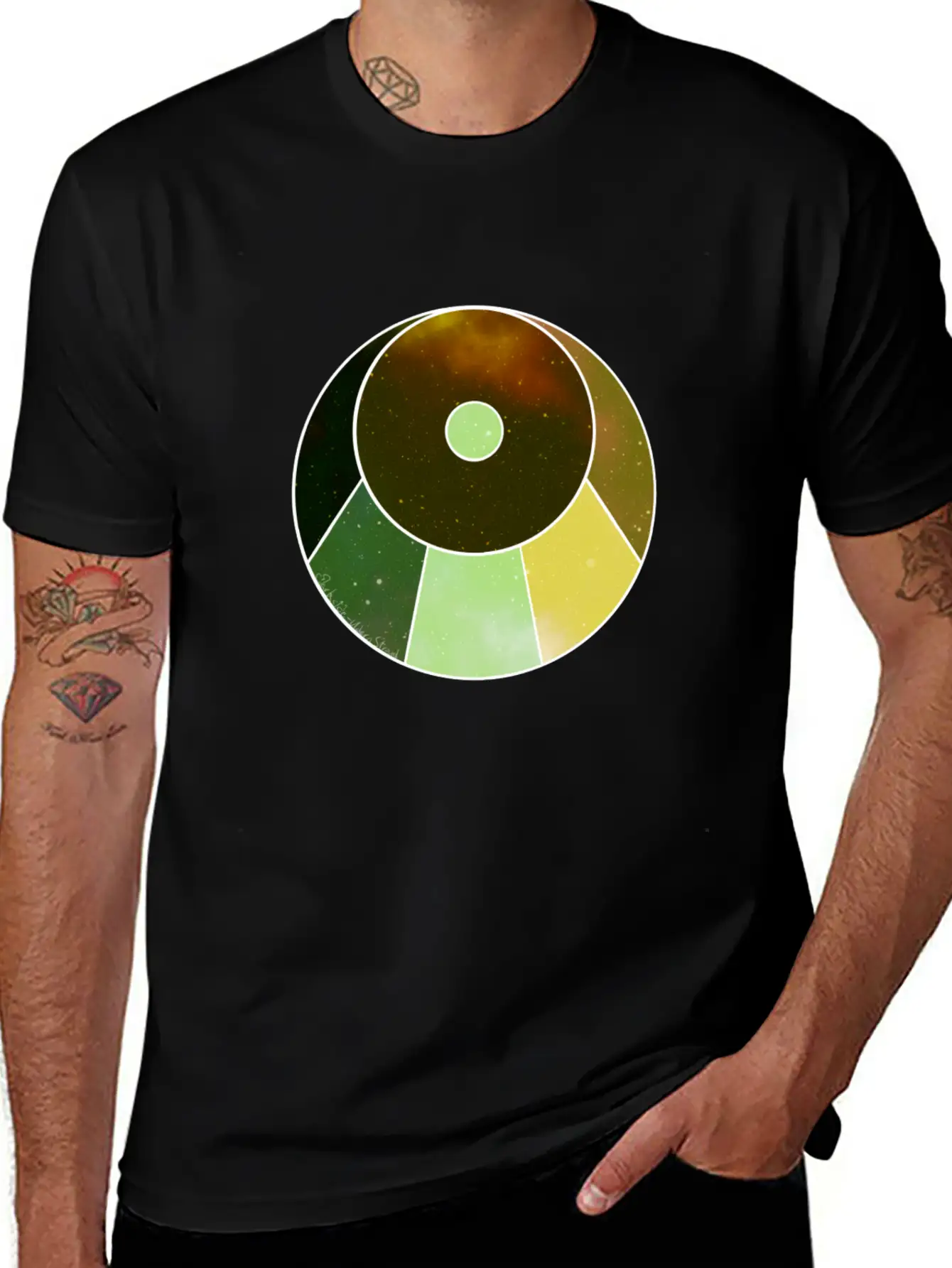 Crescent Moon Below (yellow And Green) Essential Unisex Summer Tee – Soft Cotton Casual Fit