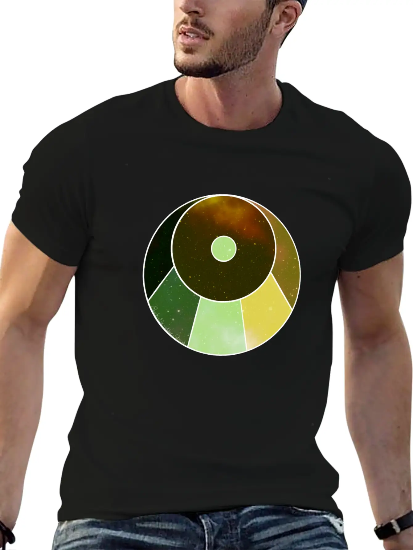 Crescent Moon Below (yellow And Green) Essential Unisex Summer Tee – Soft Cotton Casual Fit