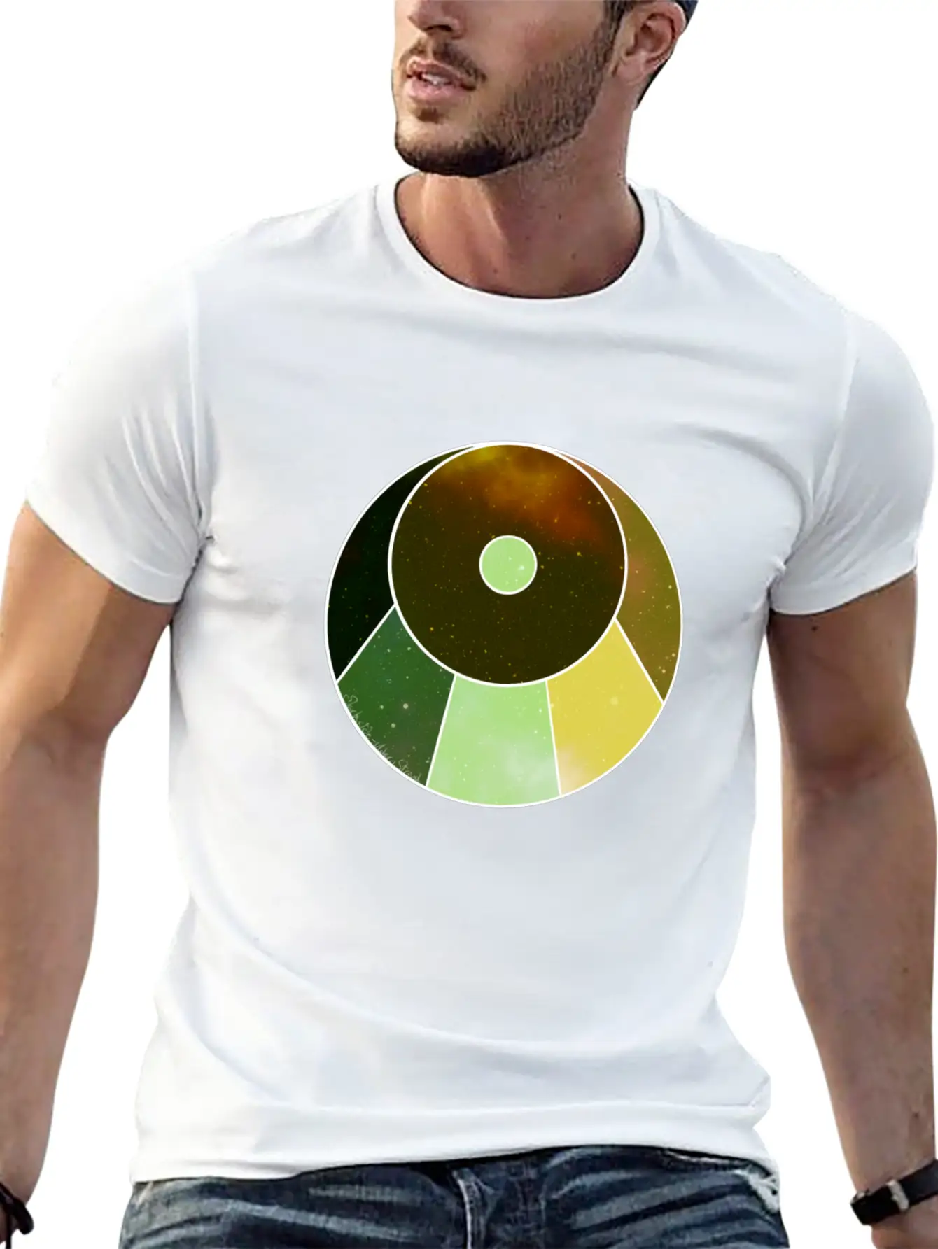 Crescent Moon Below (yellow And Green) Essential Unisex Summer Tee – Soft Cotton Casual Fit