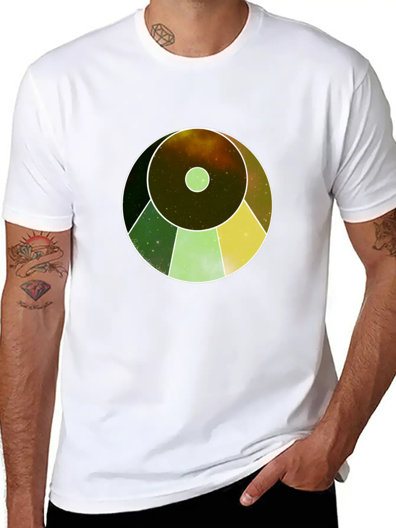 Crescent Moon Below (yellow And Green) Essential Unisex Summer Tee – Soft Cotton Casual Fit