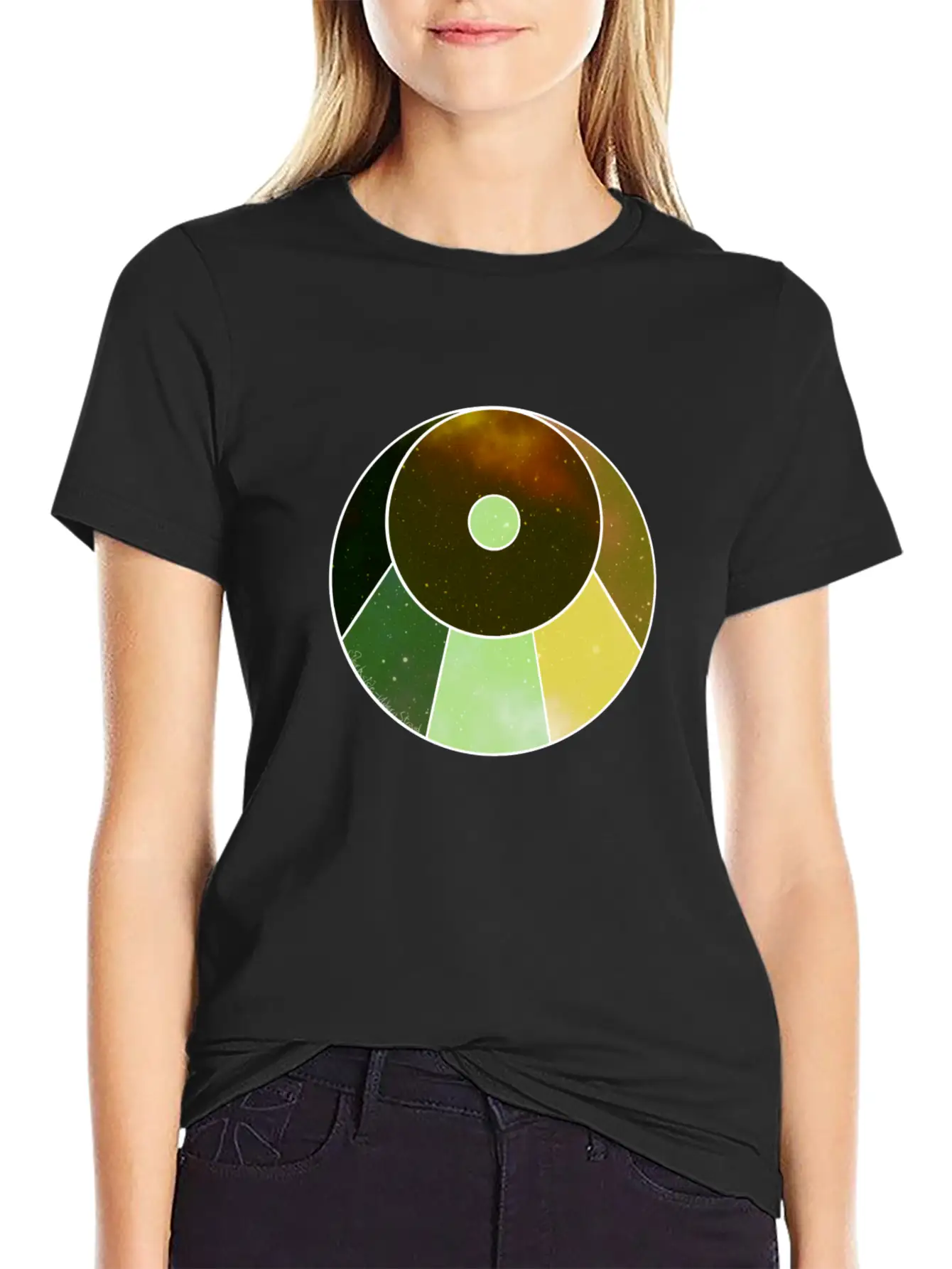 Crescent Moon Below (yellow And Green) Essential Unisex Summer Tee – Soft Cotton Casual Fit