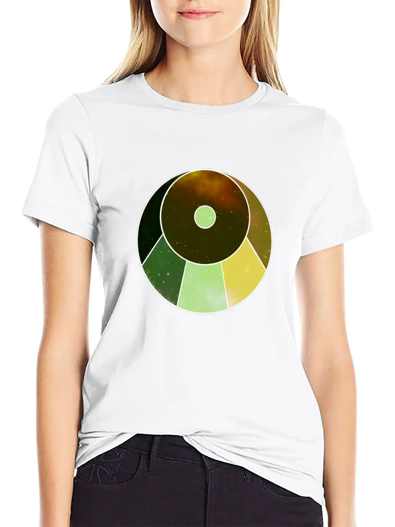Crescent Moon Below (yellow And Green) Essential Unisex Summer Tee – Soft Cotton Casual Fit