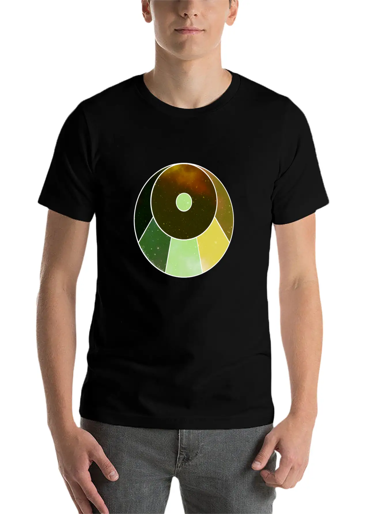 Crescent Moon Below (yellow And Green) Essential Unisex Summer Tee – Soft Cotton Casual Fit