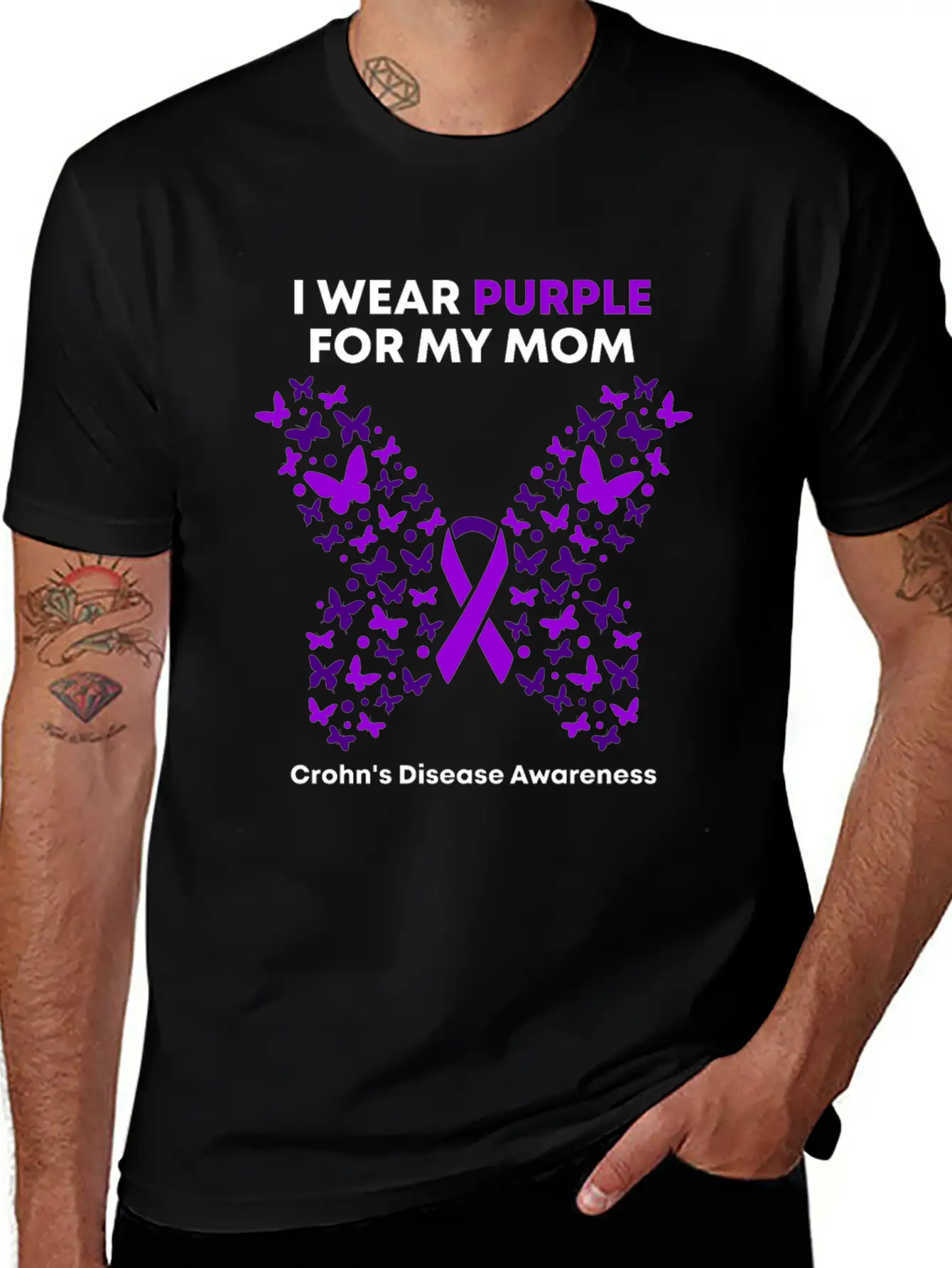Crohn's Disease Awareness - Purple Warrior Fight Essential Unisex Summer Tee – Soft Cotton Casual Fit