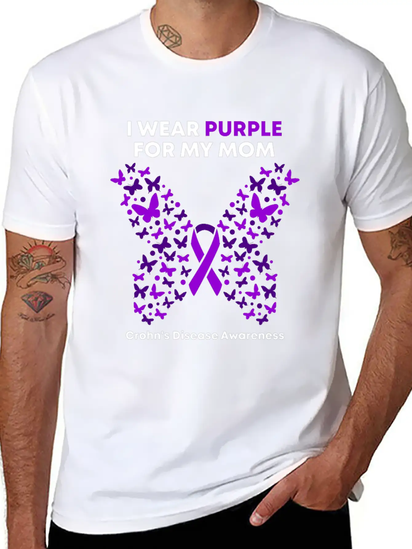 Crohn's Disease Awareness - Purple Warrior Fight Essential Unisex Summer Tee – Soft Cotton Casual Fit