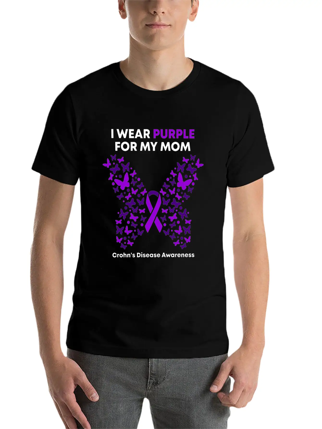 Crohn's Disease Awareness - Purple Warrior Fight Essential Unisex Summer Tee – Soft Cotton Casual Fit
