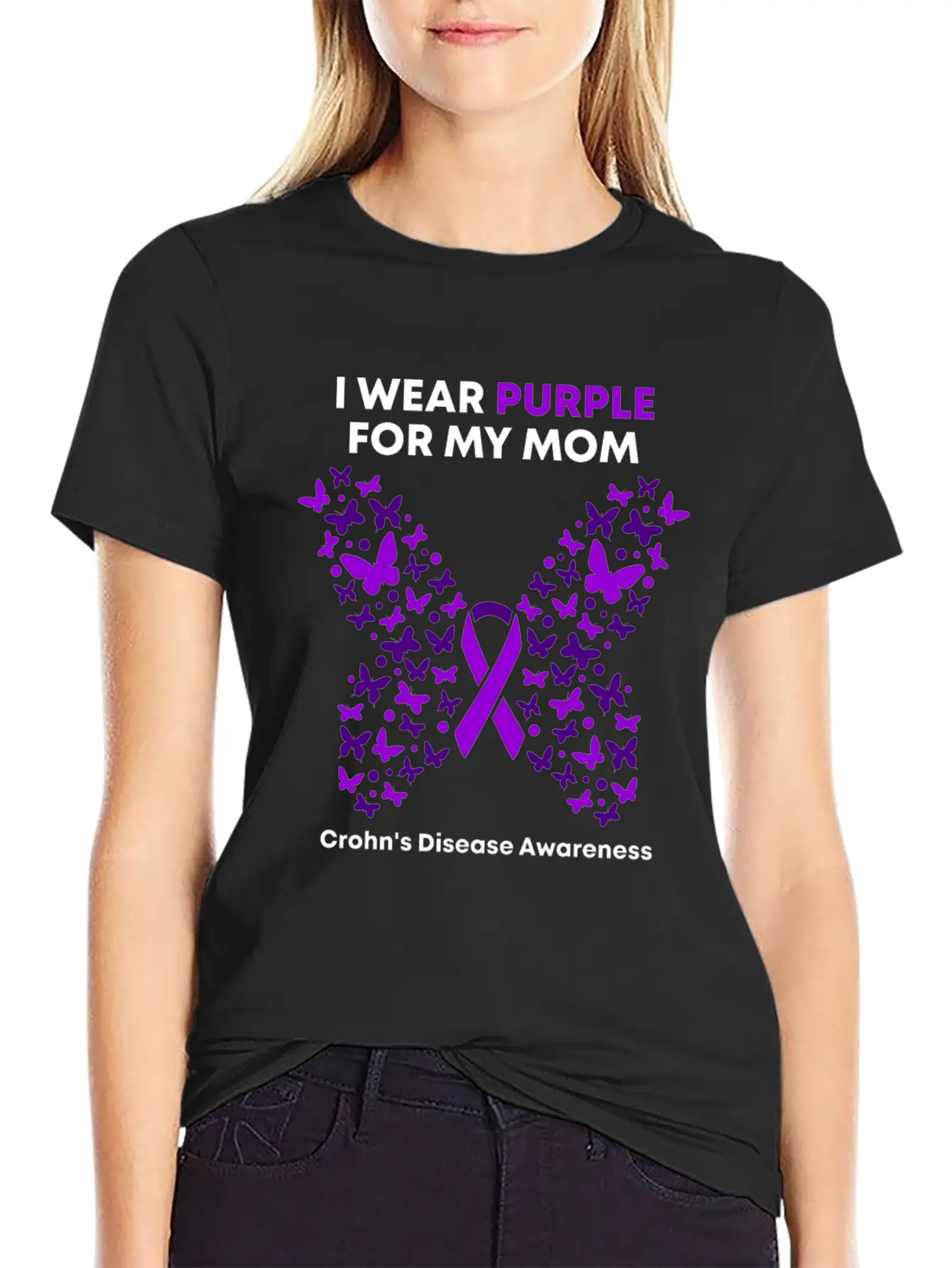 Crohn's Disease Awareness - Purple Warrior Fight Essential Unisex Summer Tee – Soft Cotton Casual Fit