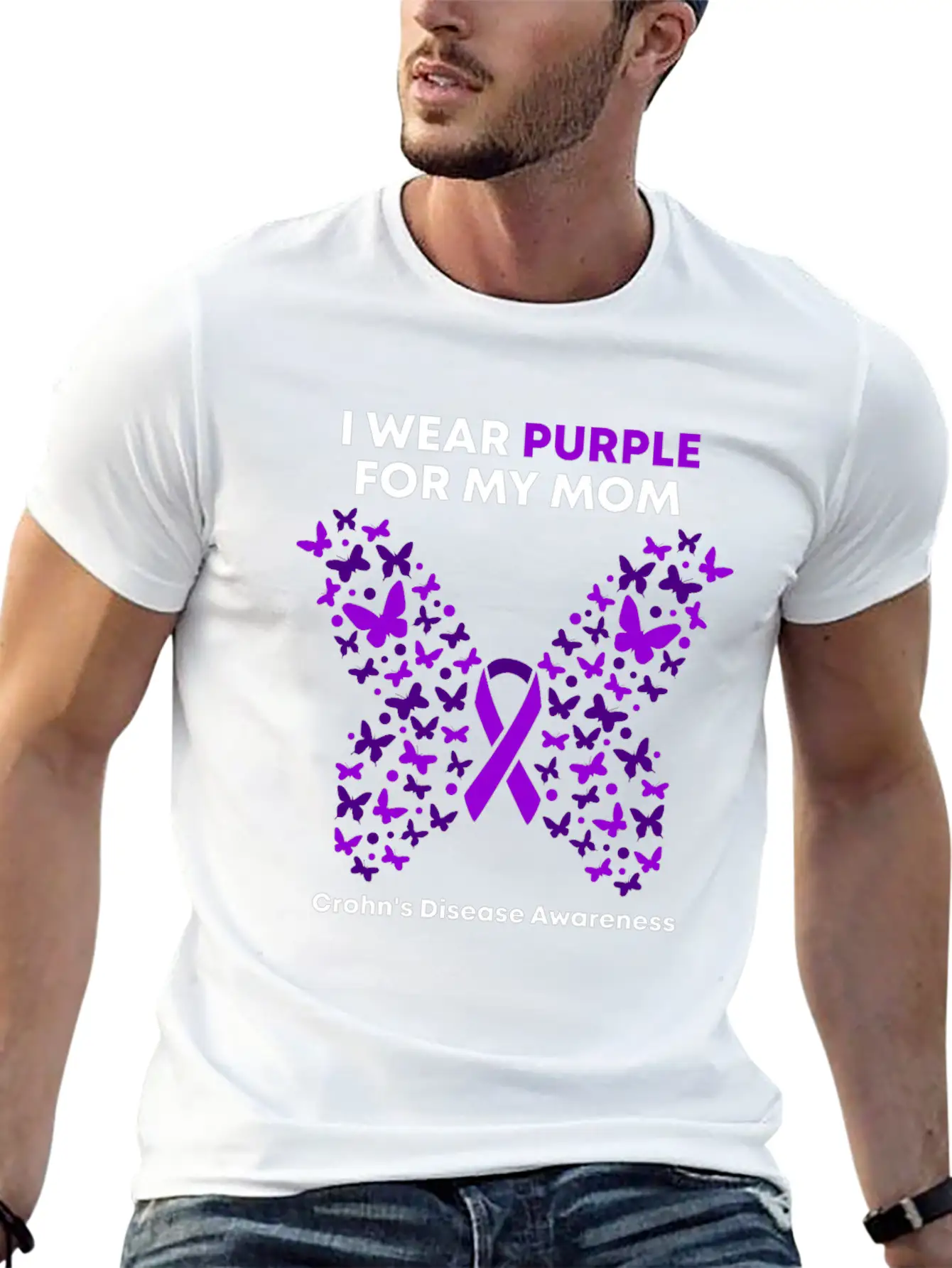 Crohn's Disease Awareness - Purple Warrior Fight Essential Unisex Summer Tee – Soft Cotton Casual Fit