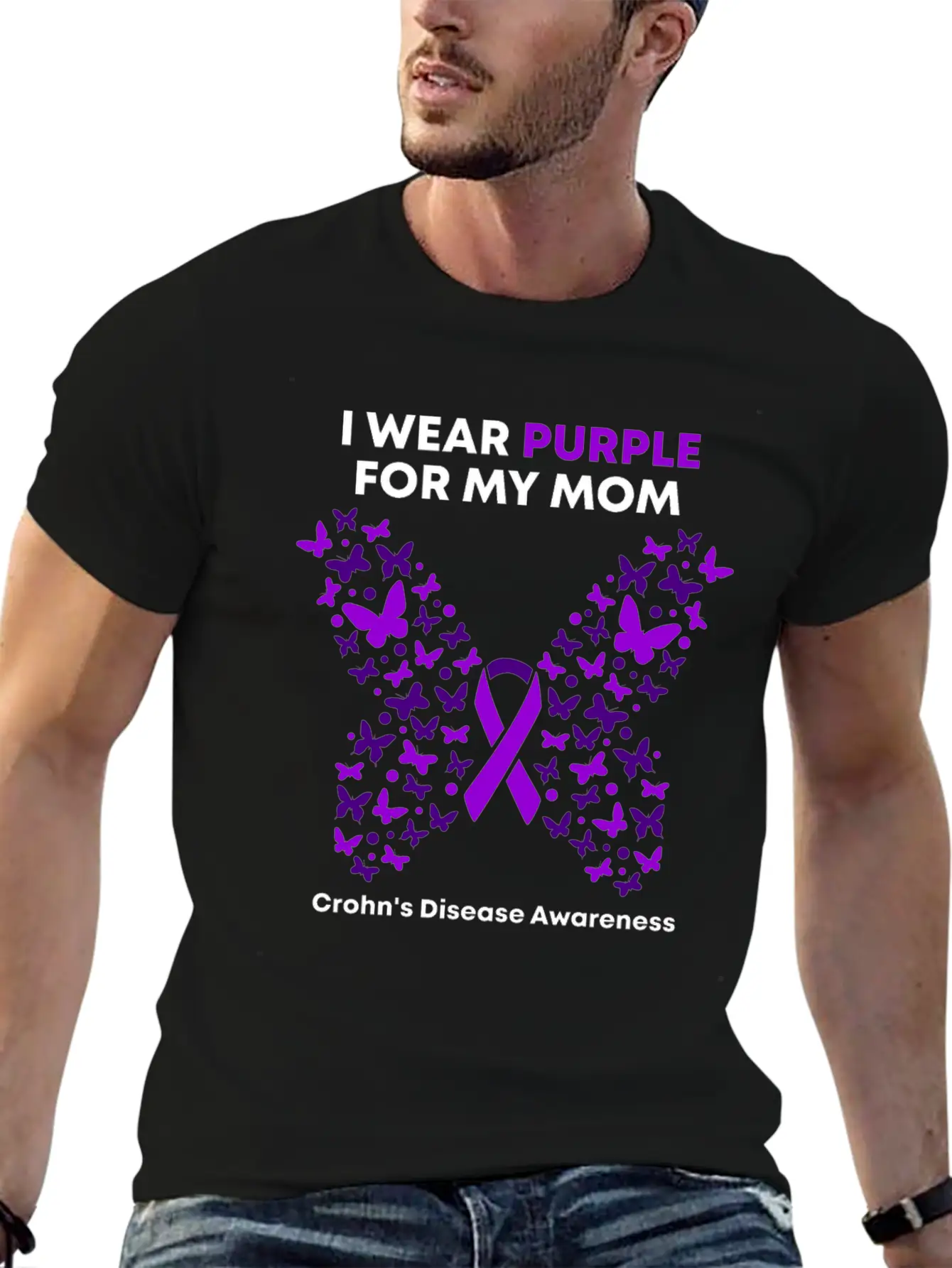 Crohn's Disease Awareness - Purple Warrior Fight Essential Unisex Summer Tee – Soft Cotton Casual Fit