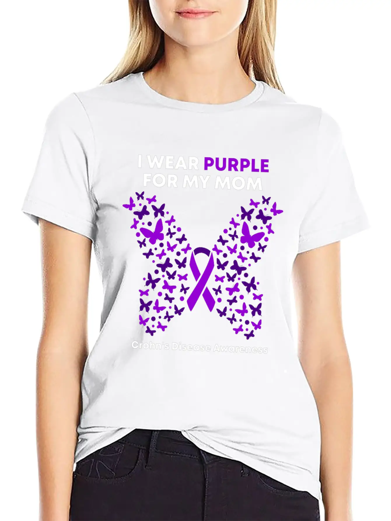Crohn's Disease Awareness - Purple Warrior Fight Essential Unisex Summer Tee – Soft Cotton Casual Fit