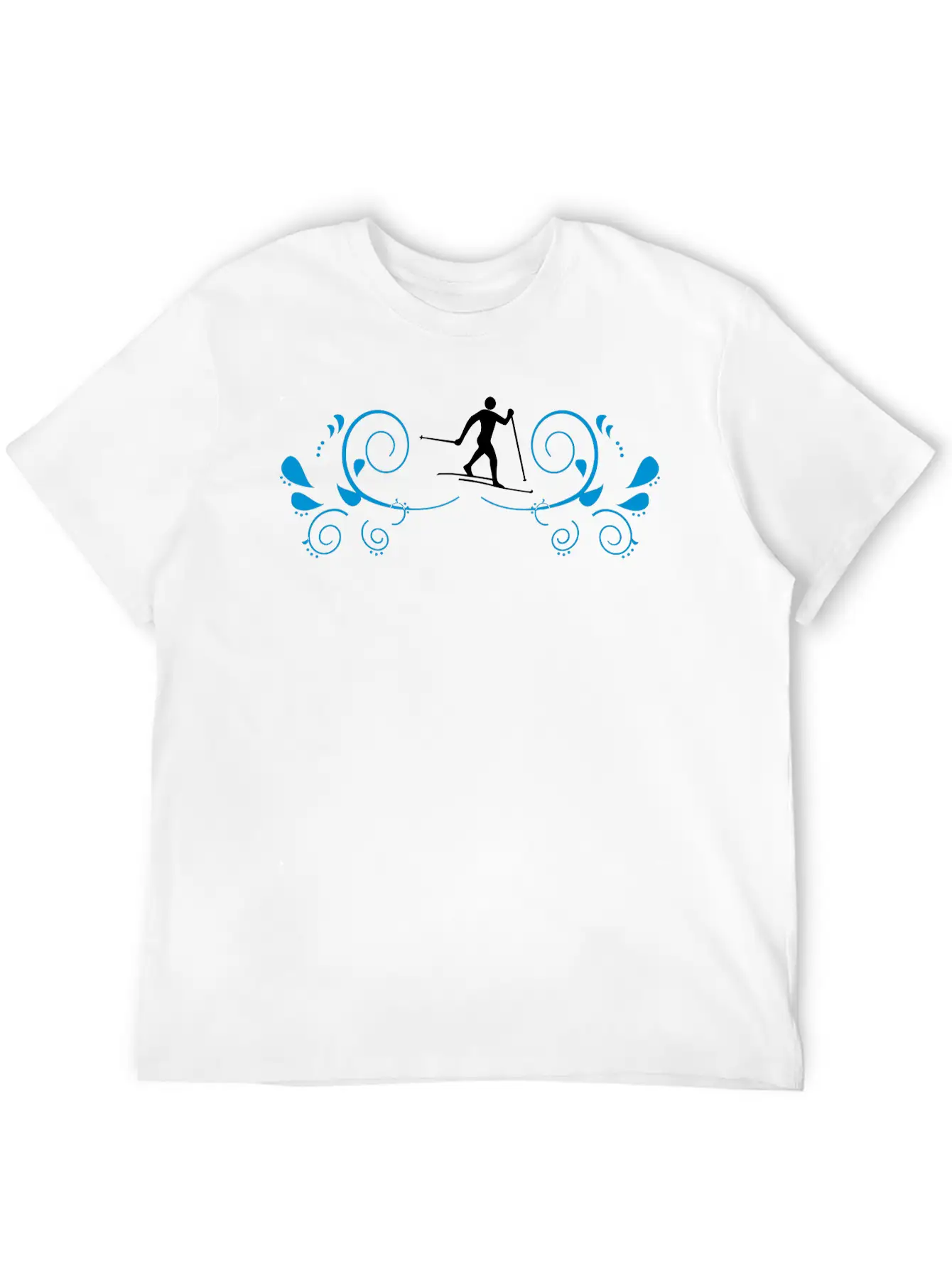 Cross-country Skiers With Decorating Unisex Short Sleeve Soft Cotton T-Shirt – Casual Everyday Wear