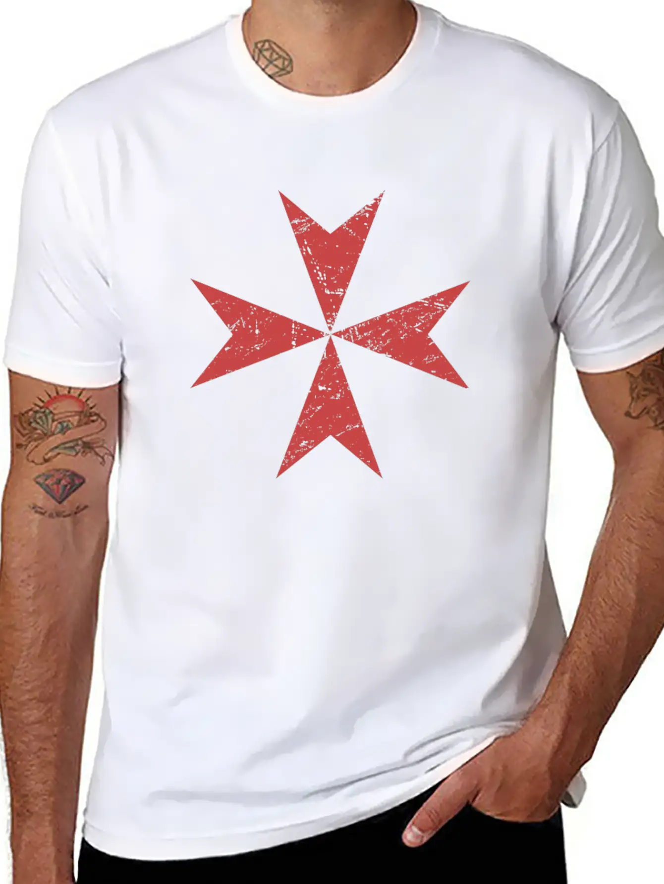Crusader Cross | Renaissance Festival Design Stylish Everyday T-Shirt – Unisex Basic Cotton Tee