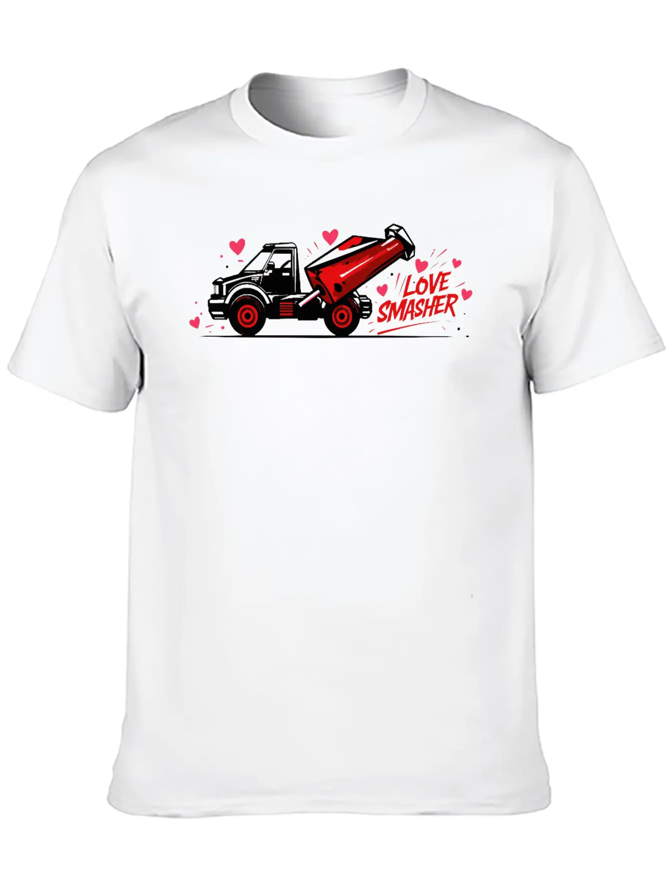 Crushin' Hearts Monster Truck Valentine Shirt Stylish Everyday T-Shirt – Unisex Basic Cotton Tee