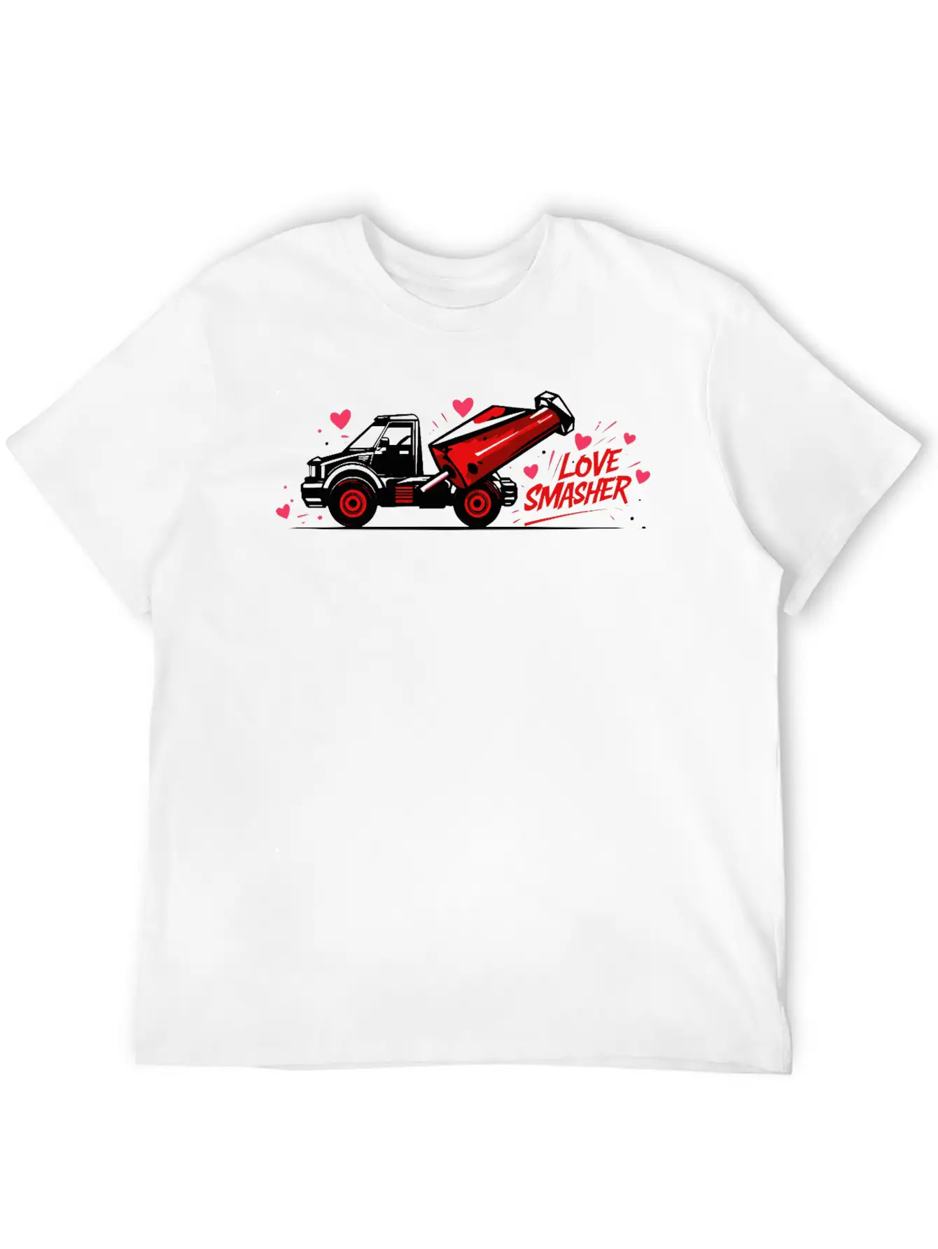 Crushin' Hearts Monster Truck Valentine Shirt Stylish Everyday T-Shirt – Unisex Basic Cotton Tee