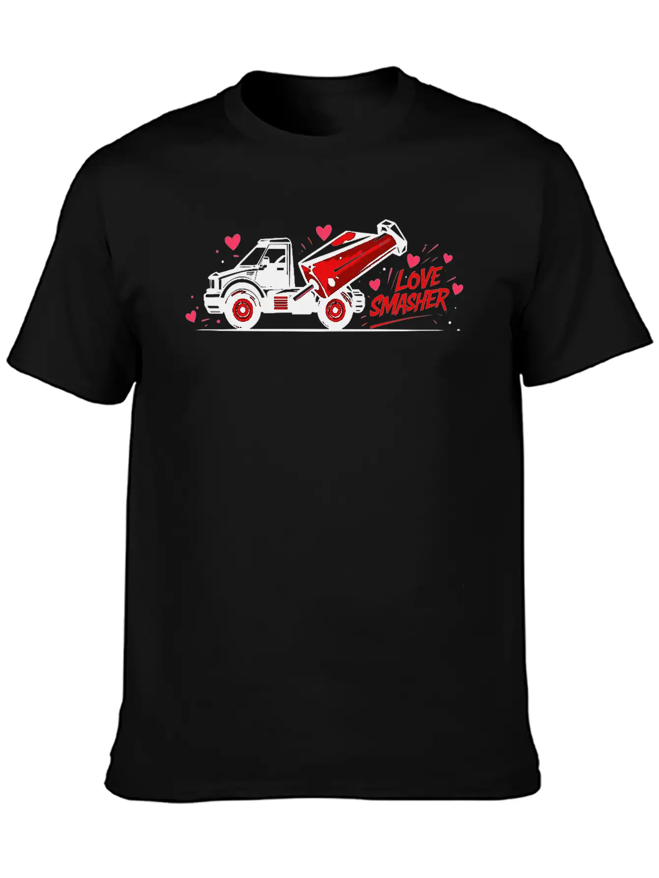 Crushin' Hearts Monster Truck Valentine Shirt Stylish Everyday T-Shirt – Unisex Basic Cotton Tee