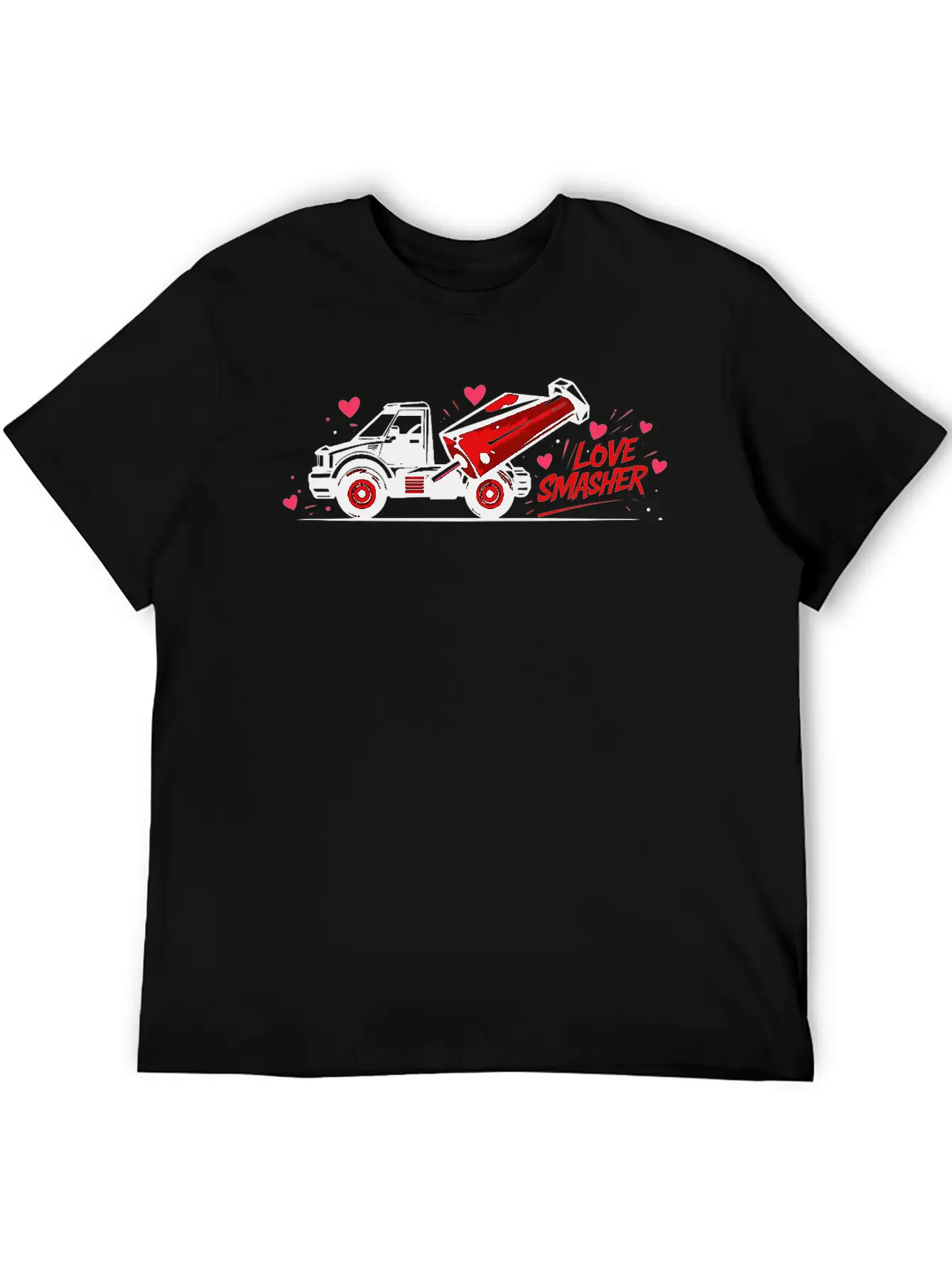Crushin' Hearts Monster Truck Valentine Shirt Stylish Everyday T-Shirt – Unisex Basic Cotton Tee