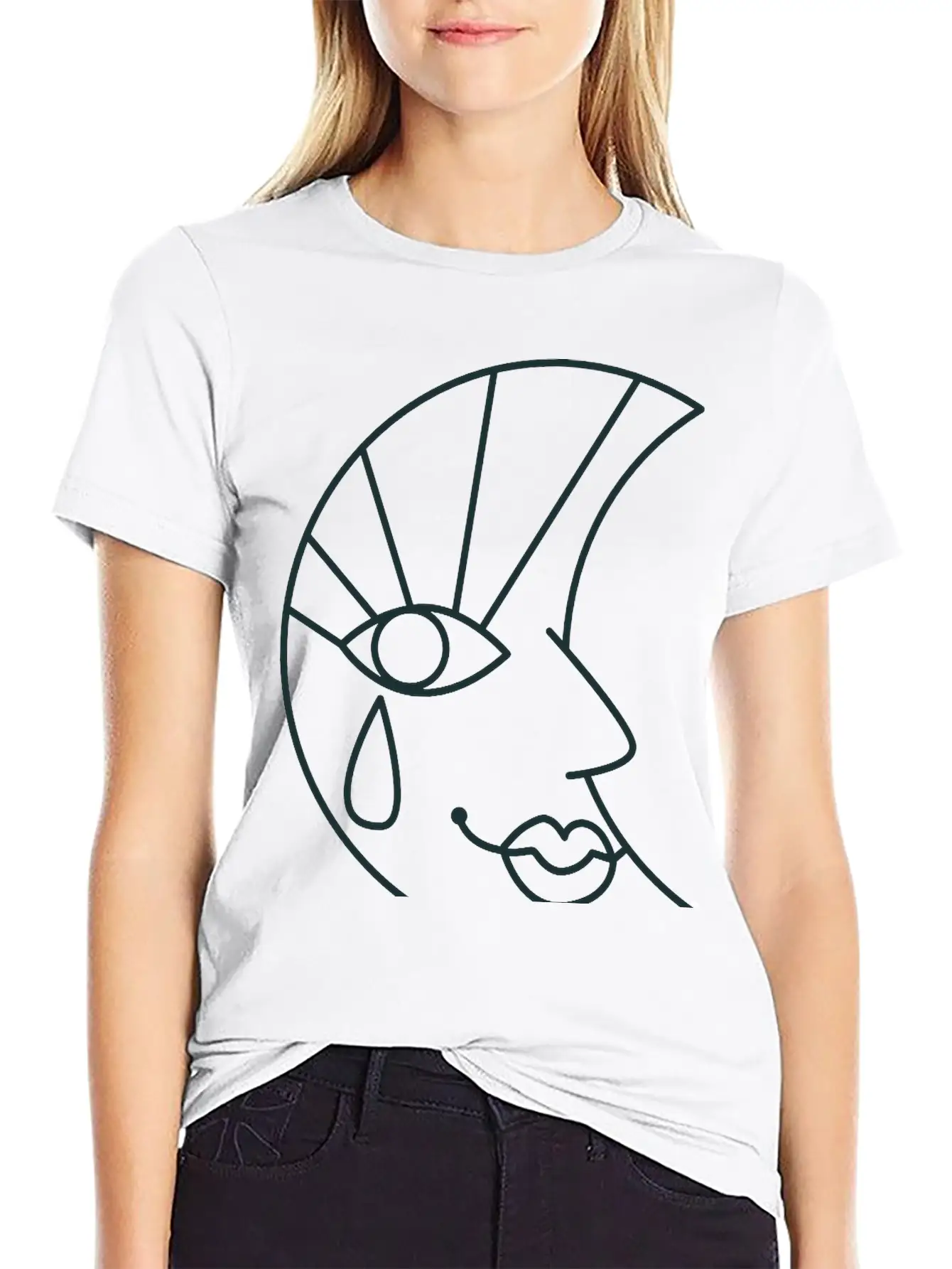 Crying Sad Moon Face And Tear Drop Basic Graphic T-Shirt – Daily Comfort In Soft Cotton