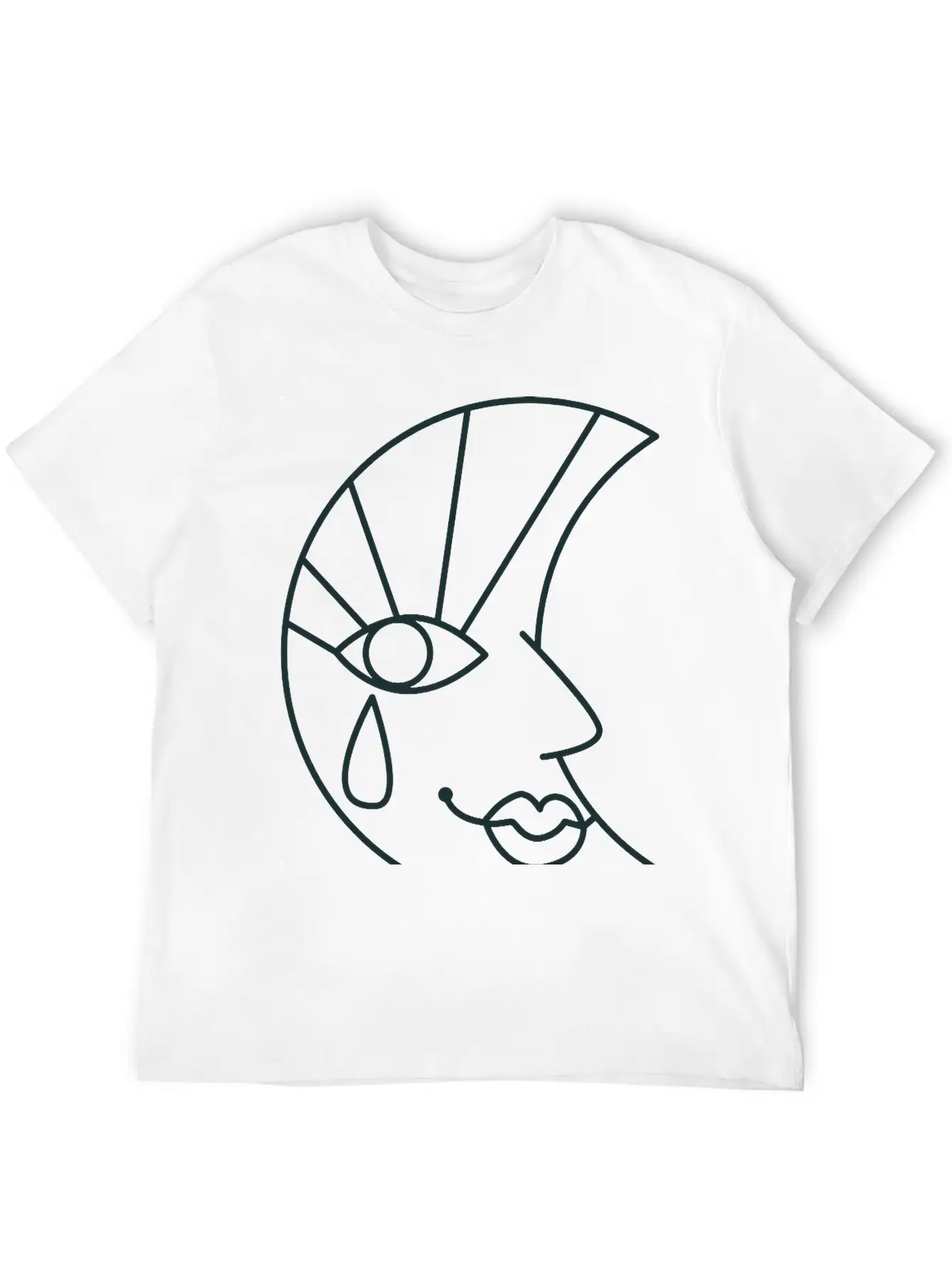 Crying Sad Moon Face And Tear Drop Basic Graphic T-Shirt – Daily Comfort In Soft Cotton