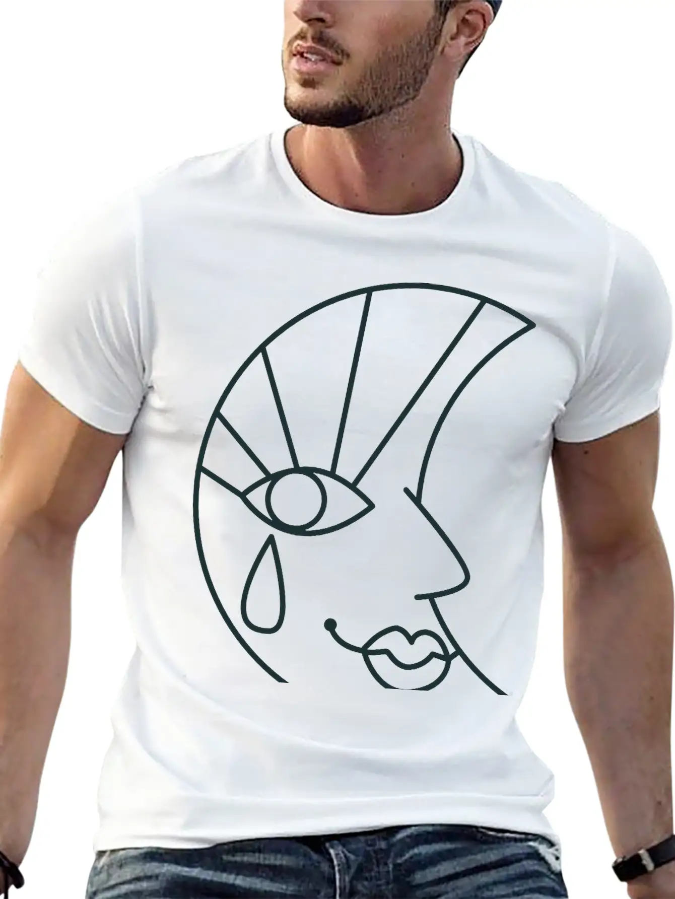 Crying Sad Moon Face And Tear Drop Basic Graphic T-Shirt – Daily Comfort In Soft Cotton