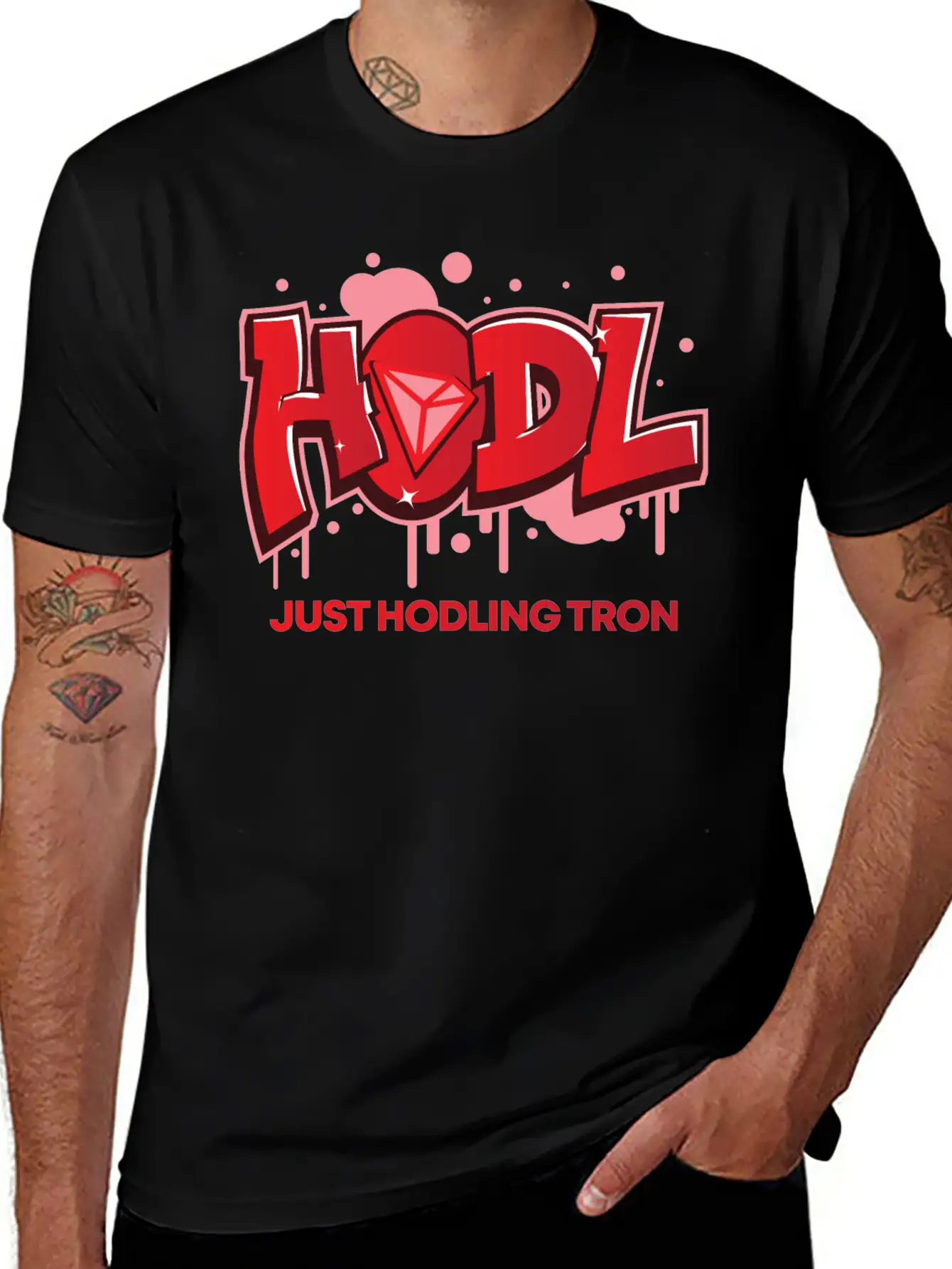 Crypto T-Shirt: HODL Tron Cryptocurrency Design Basic Graphic T-Shirt – Daily Comfort In Soft Cotton