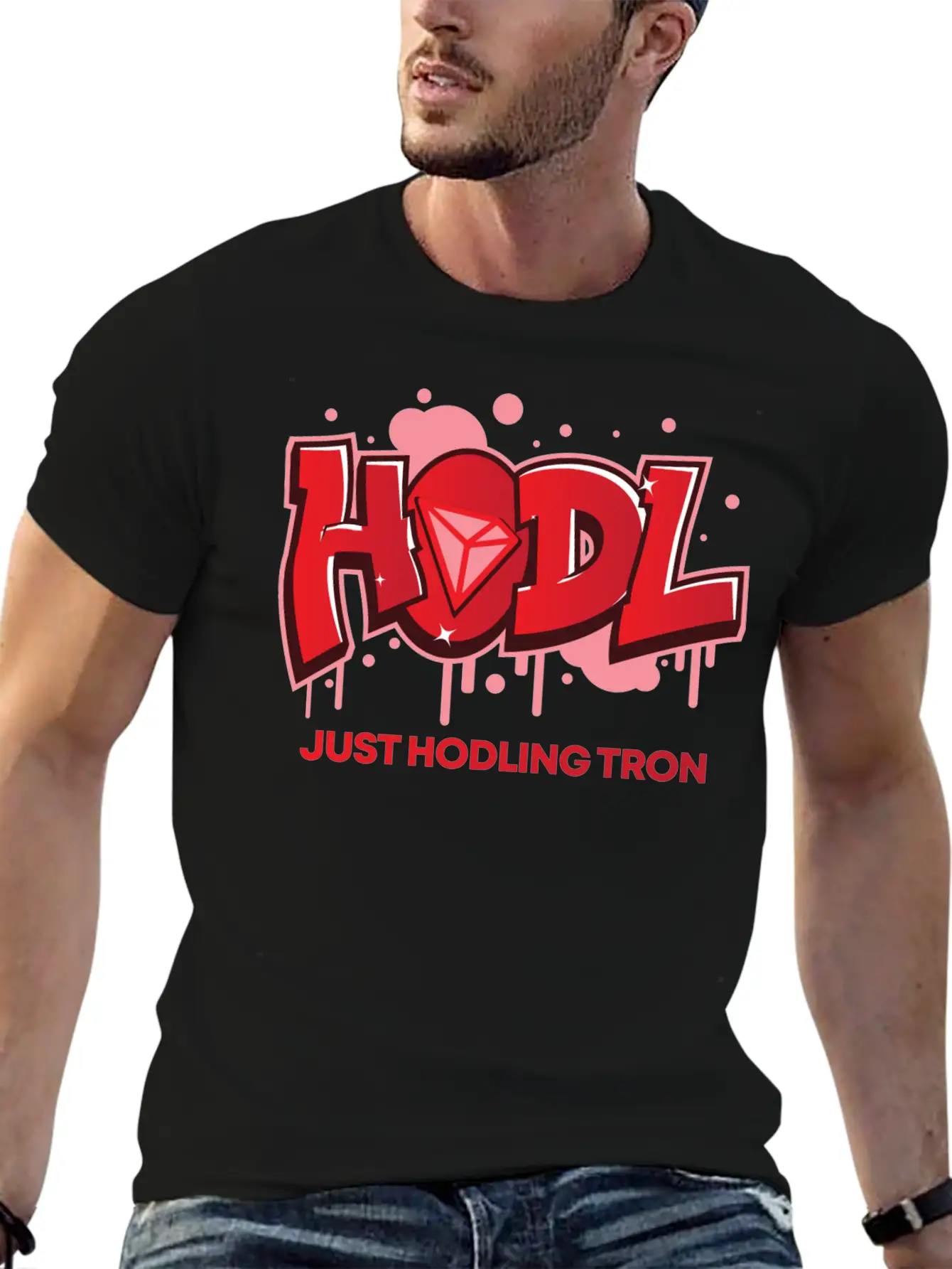 Crypto T-Shirt: HODL Tron Cryptocurrency Design Basic Graphic T-Shirt – Daily Comfort In Soft Cotton