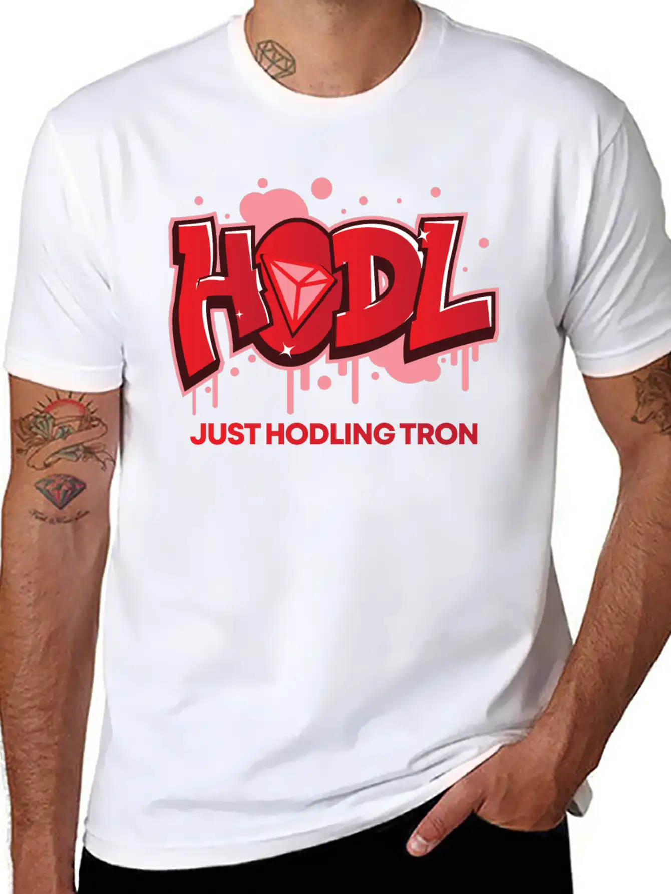 Crypto T-Shirt: HODL Tron Cryptocurrency Design Basic Graphic T-Shirt – Daily Comfort In Soft Cotton