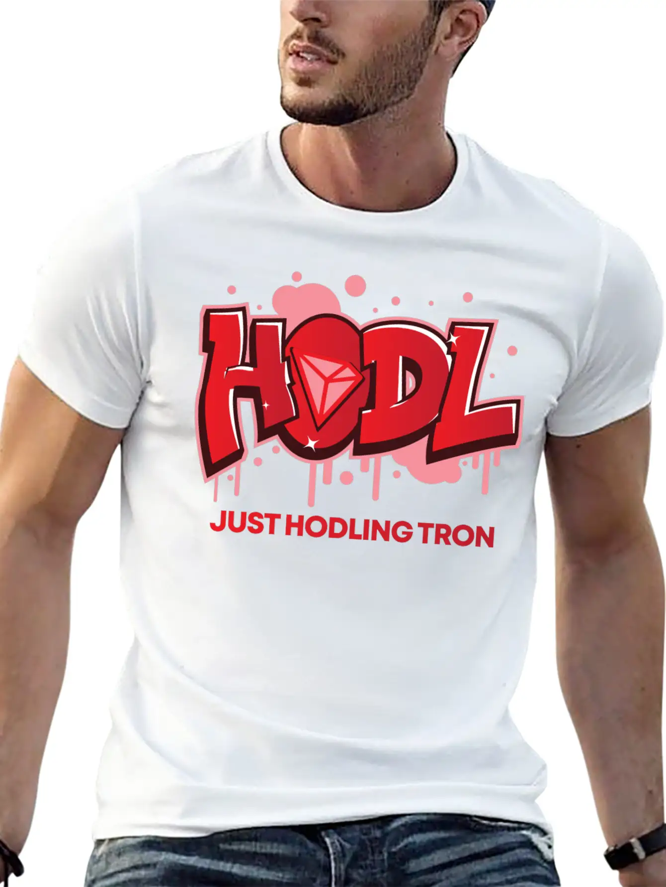 Crypto T-Shirt: HODL Tron Cryptocurrency Design Basic Graphic T-Shirt – Daily Comfort In Soft Cotton