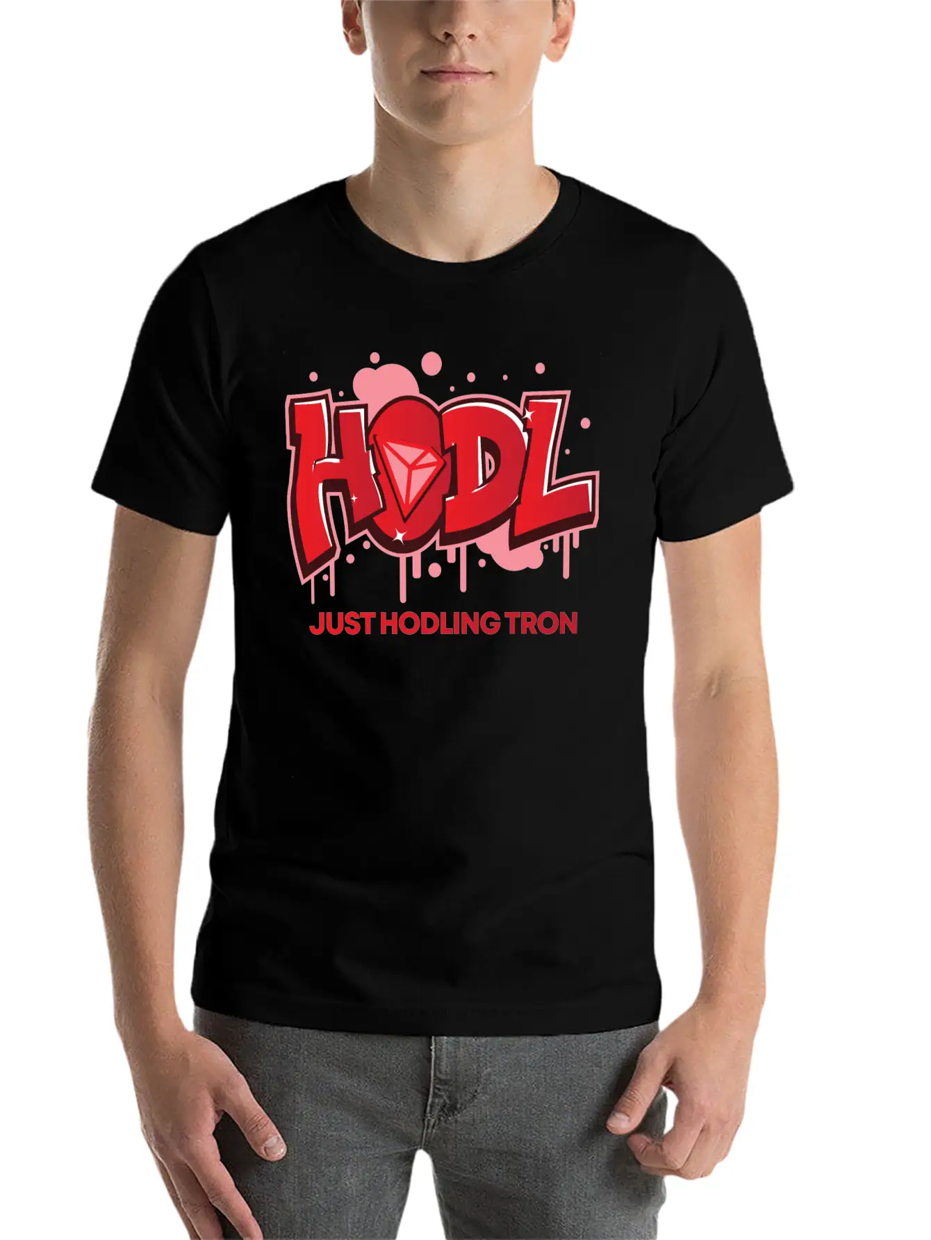 Crypto T-Shirt: HODL Tron Cryptocurrency Design Basic Graphic T-Shirt – Daily Comfort In Soft Cotton