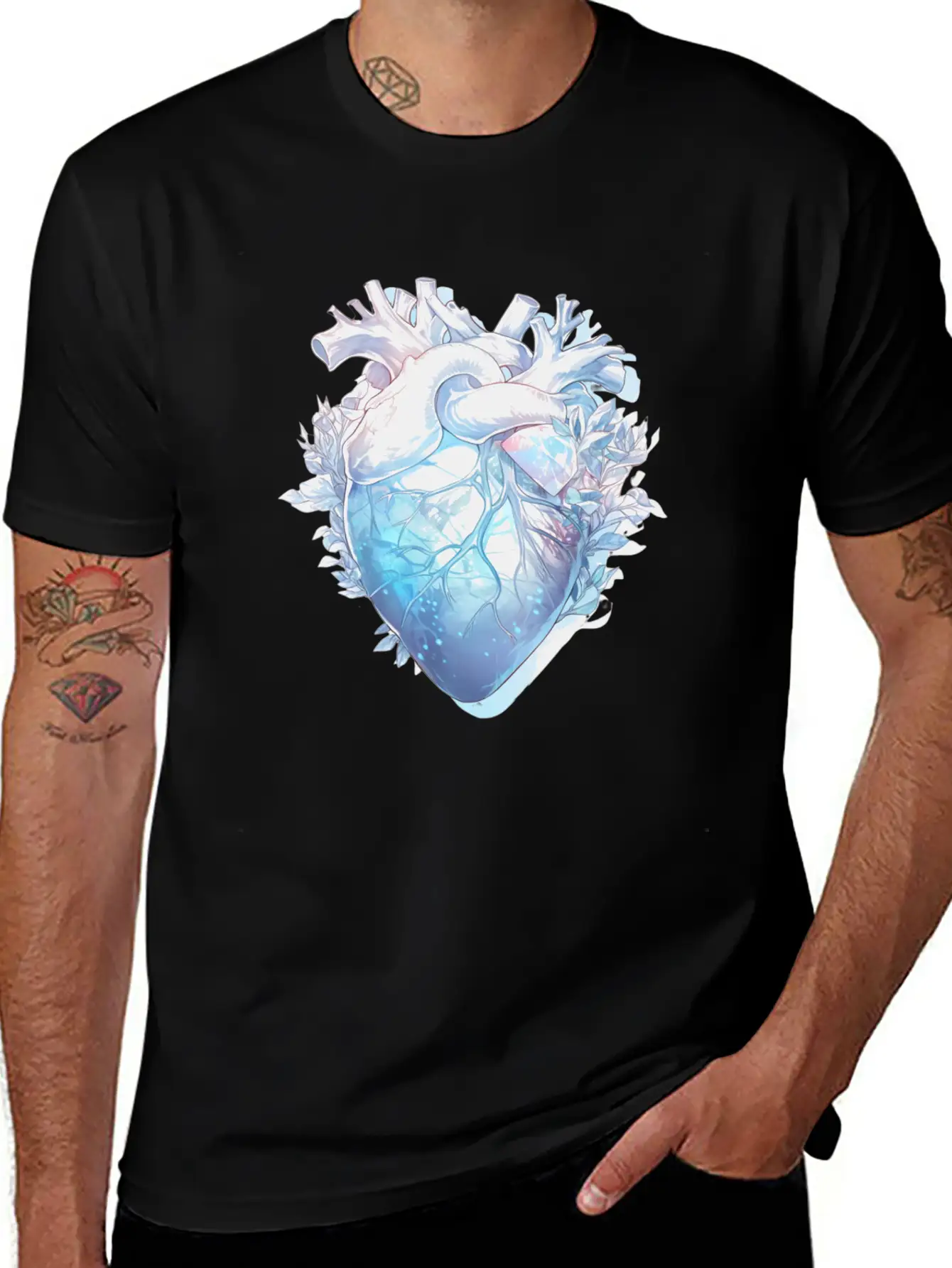 Crystal Anatomical Heart Basic Graphic T-Shirt – Daily Comfort In Soft Cotton