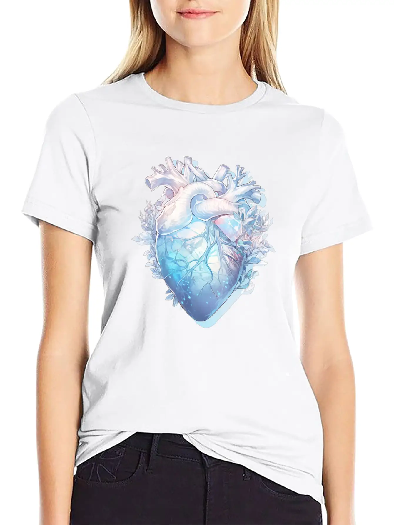 Crystal Anatomical Heart Basic Graphic T-Shirt – Daily Comfort In Soft Cotton