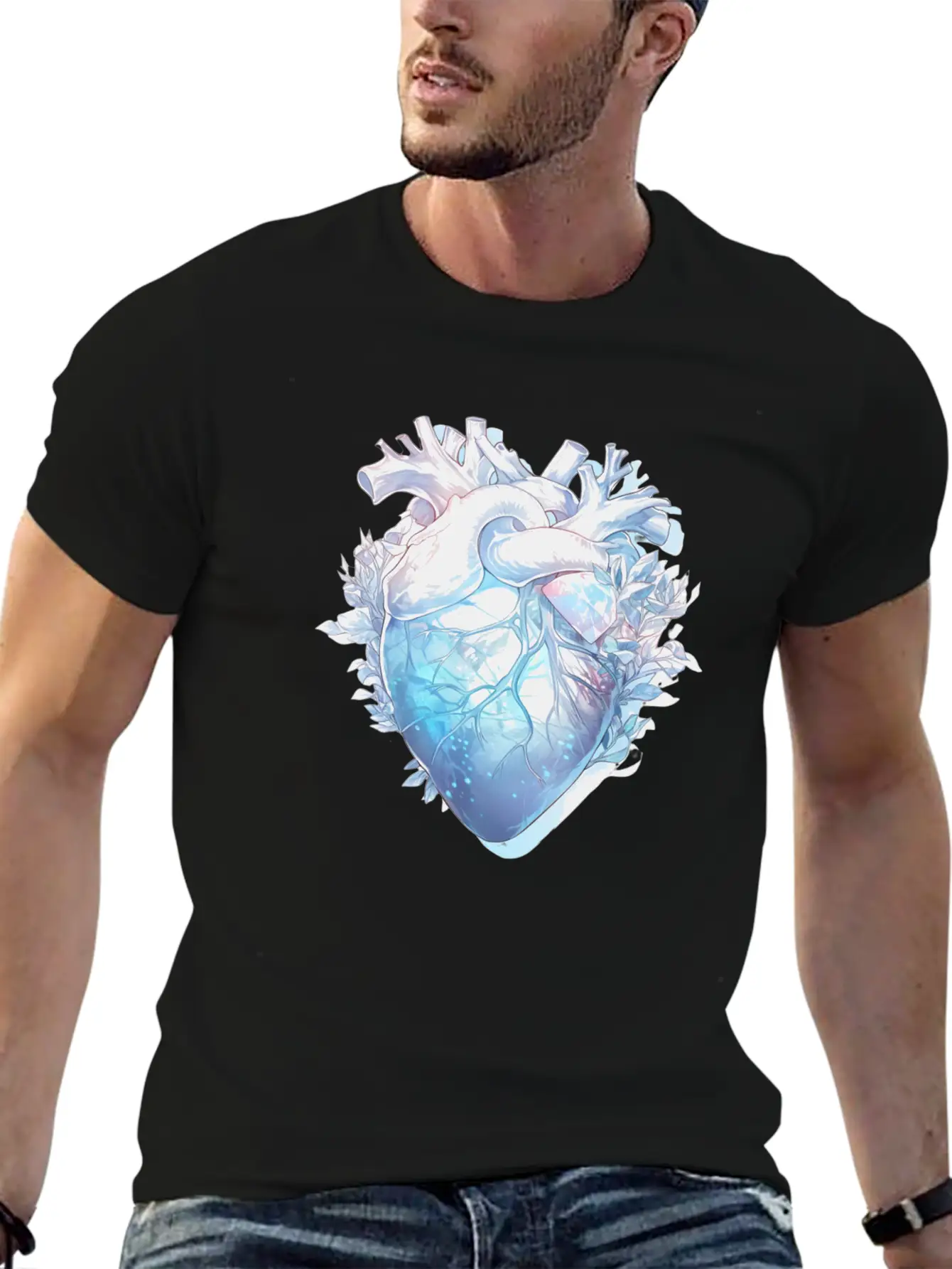 Crystal Anatomical Heart Basic Graphic T-Shirt – Daily Comfort In Soft Cotton