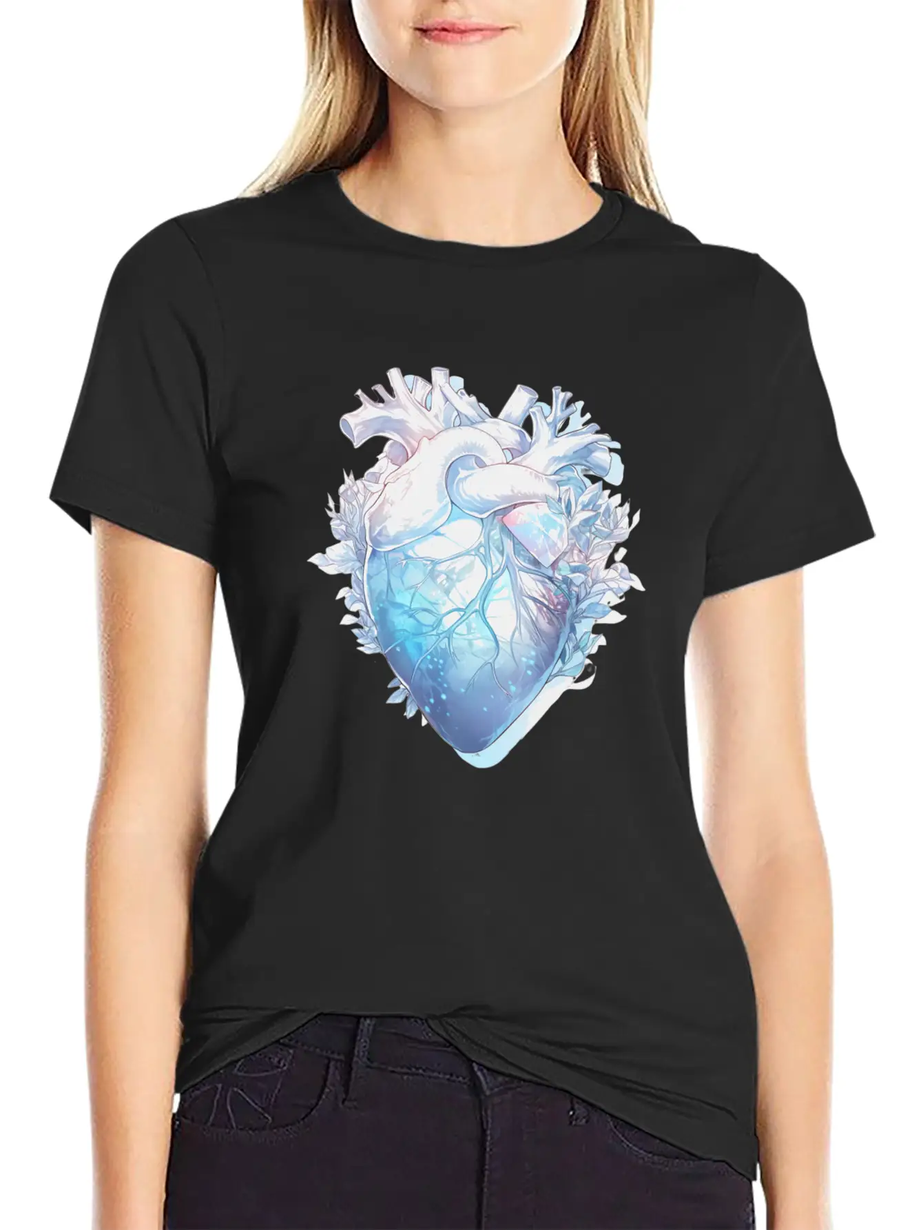 Crystal Anatomical Heart Basic Graphic T-Shirt – Daily Comfort In Soft Cotton
