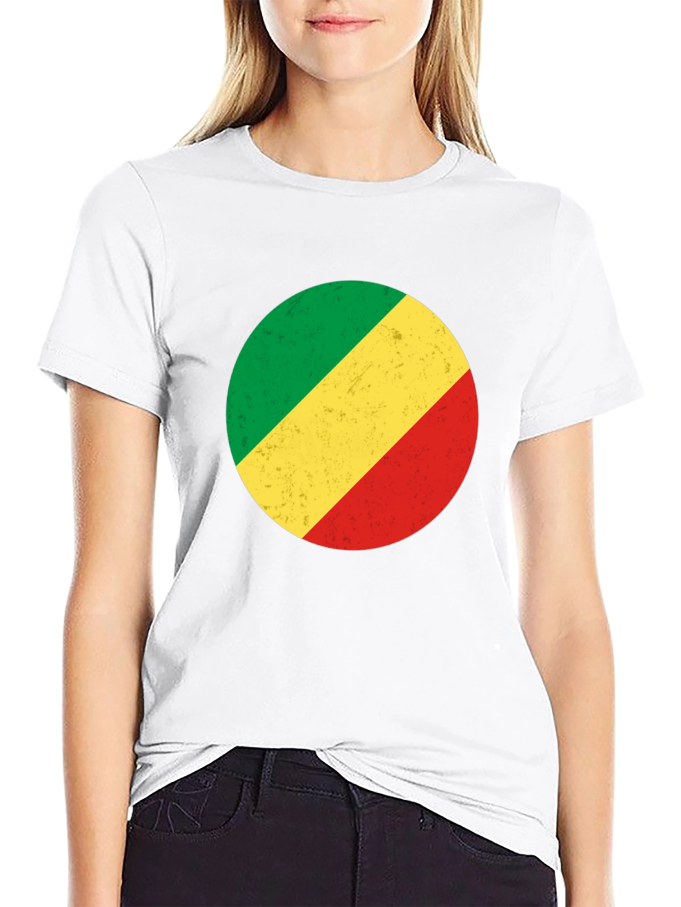 Congo Flag Circle Graphic Tee - Black