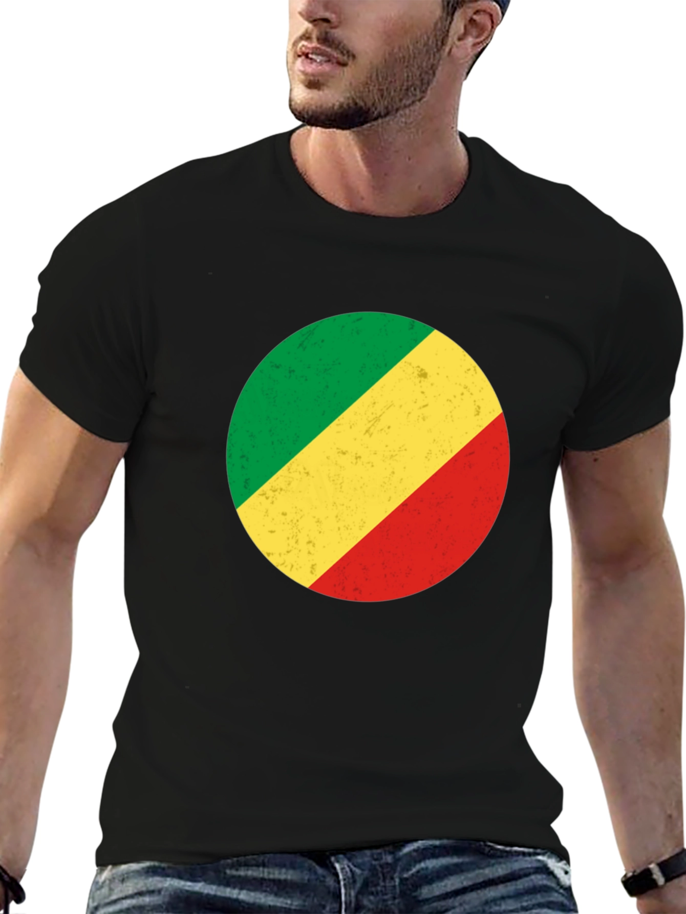 Congo Flag Circle Graphic Tee - Black