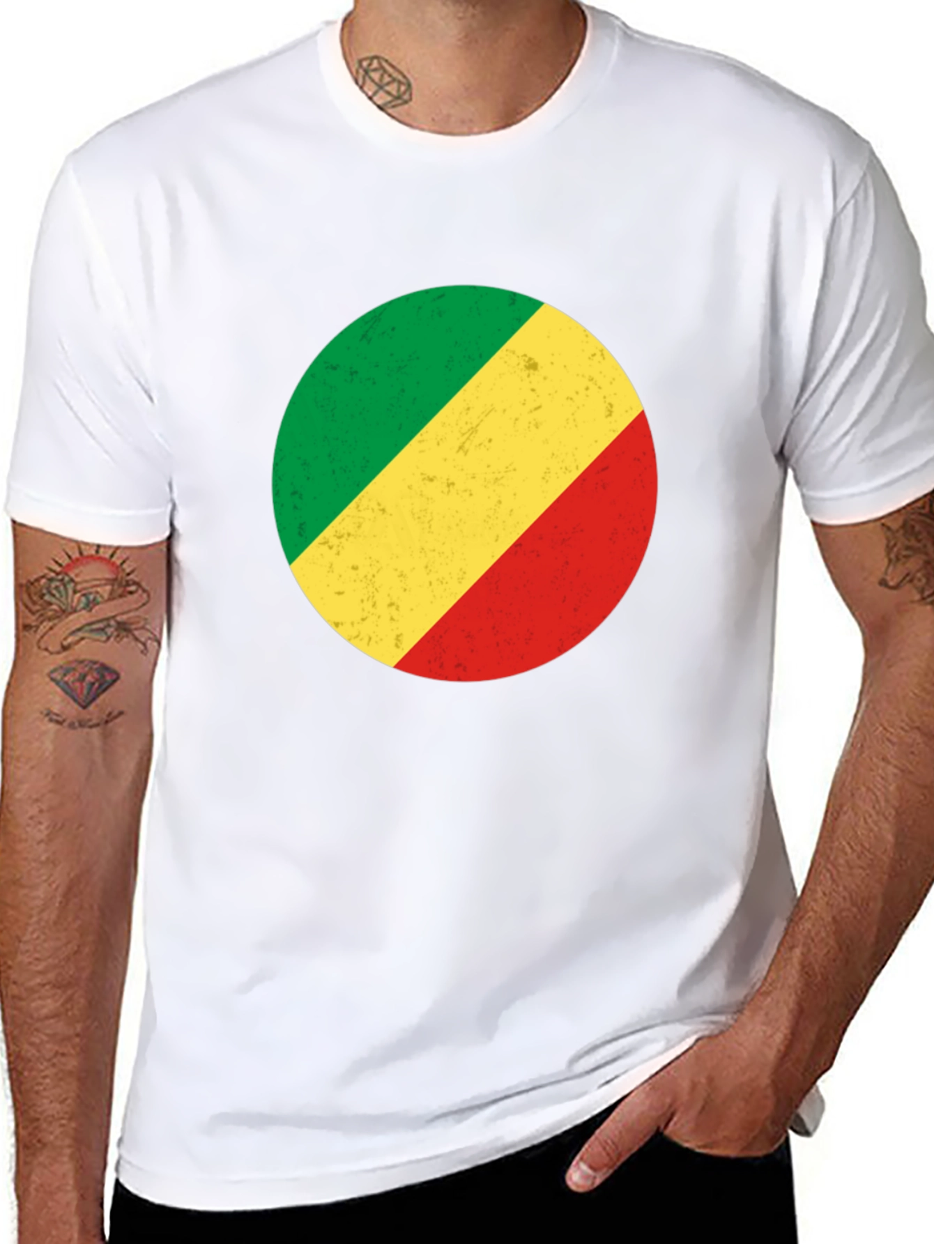 Congo Flag Circle Graphic Tee - Black