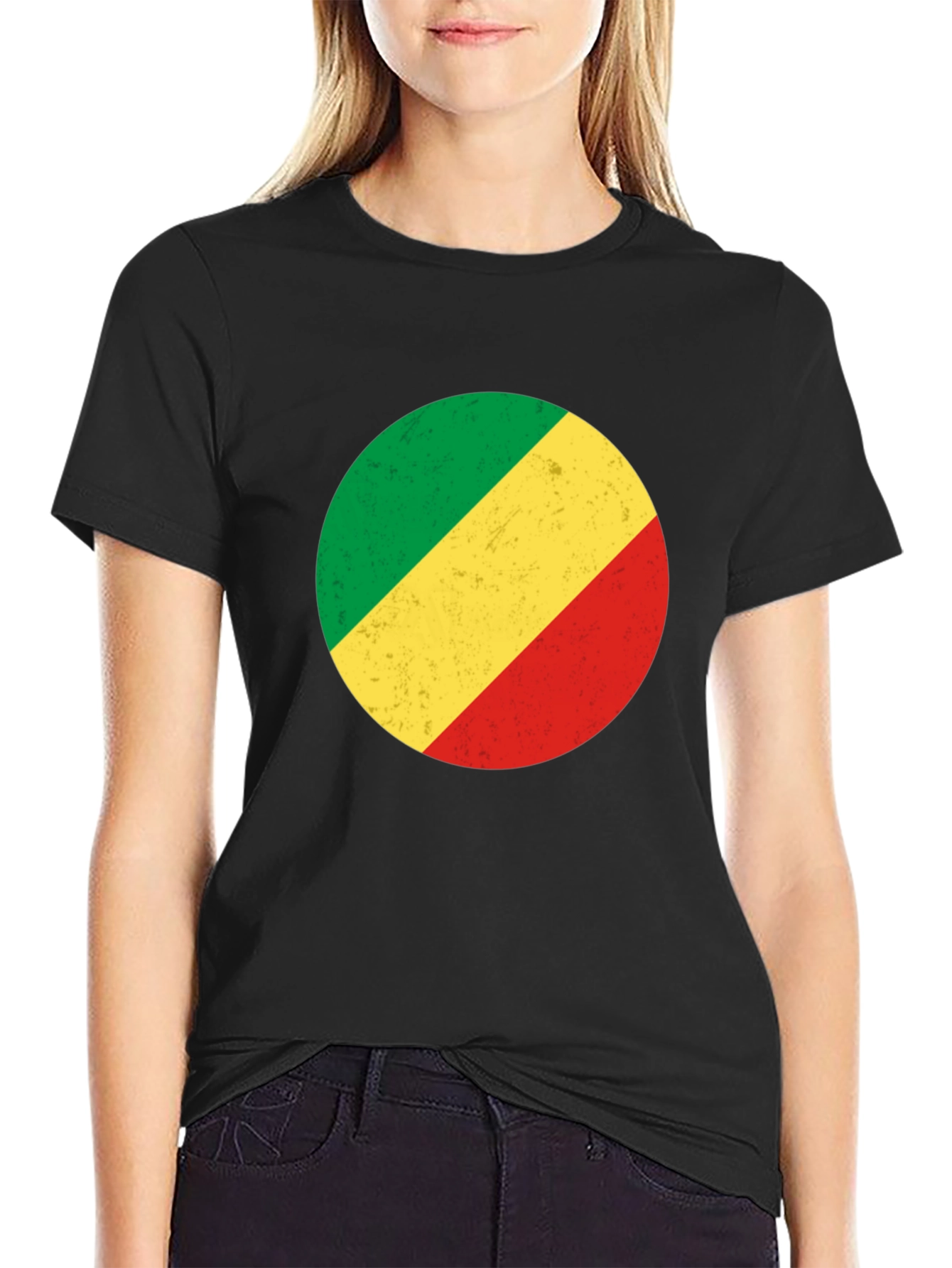 Congo Flag Circle Graphic Tee - Black