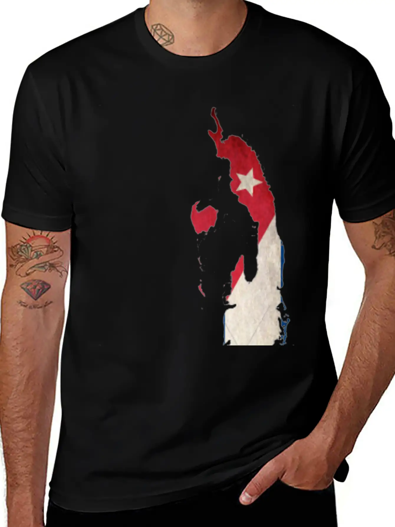 Cuba Flag Map Stylish Everyday T-Shirt – Unisex Basic Cotton Tee