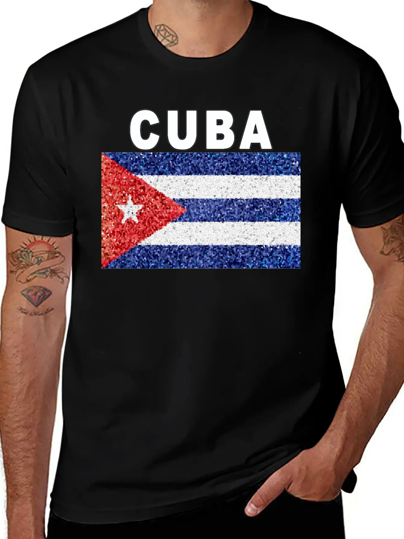 Cuba Flag Stained Glass Effect Design Comfortable Minimalist Graphic Tee – Summer Style Essential