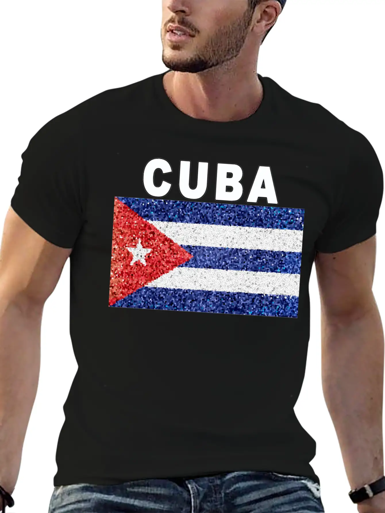 Cuba Flag Stained Glass Effect Design Comfortable Minimalist Graphic Tee – Summer Style Essential