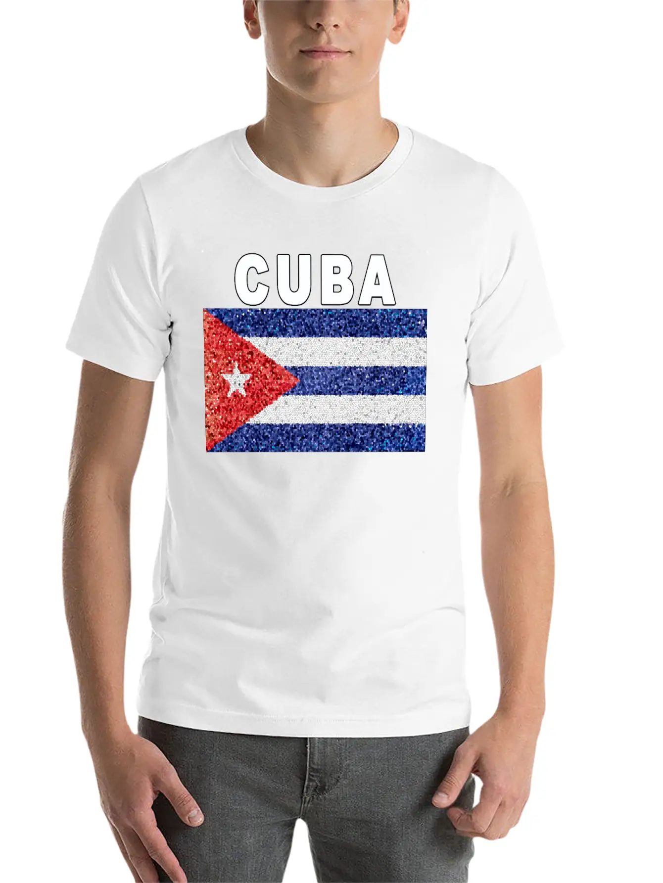 Cuba Flag Stained Glass Effect Design Comfortable Minimalist Graphic Tee – Summer Style Essential