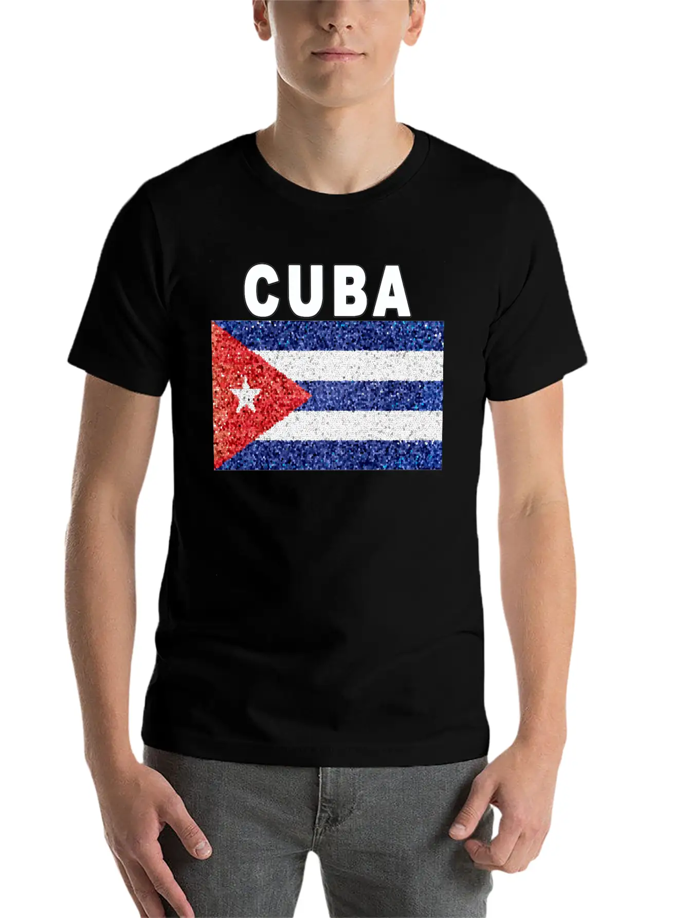 Cuba Flag Stained Glass Effect Design Comfortable Minimalist Graphic Tee – Summer Style Essential