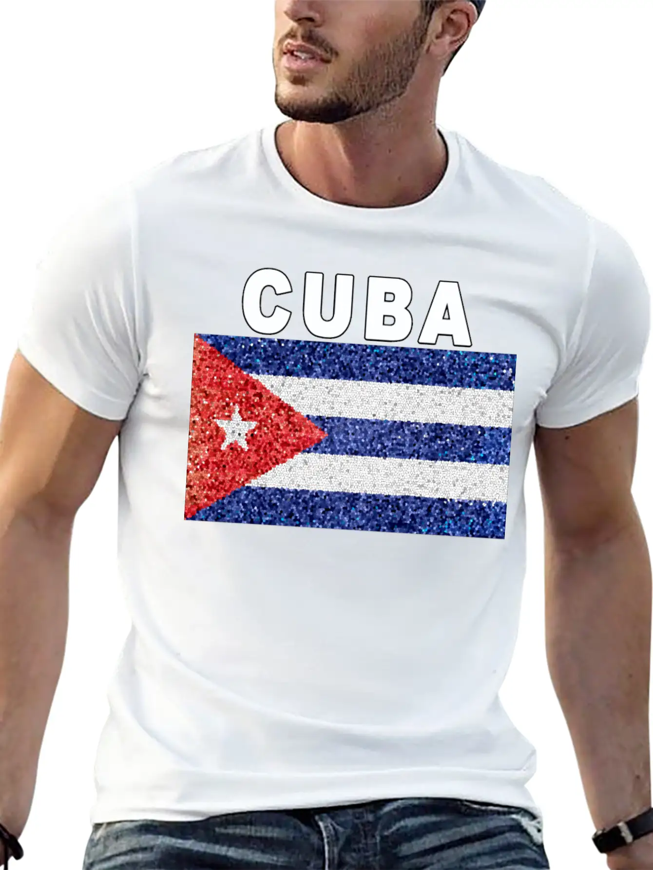Cuba Flag Stained Glass Effect Design Comfortable Minimalist Graphic Tee – Summer Style Essential
