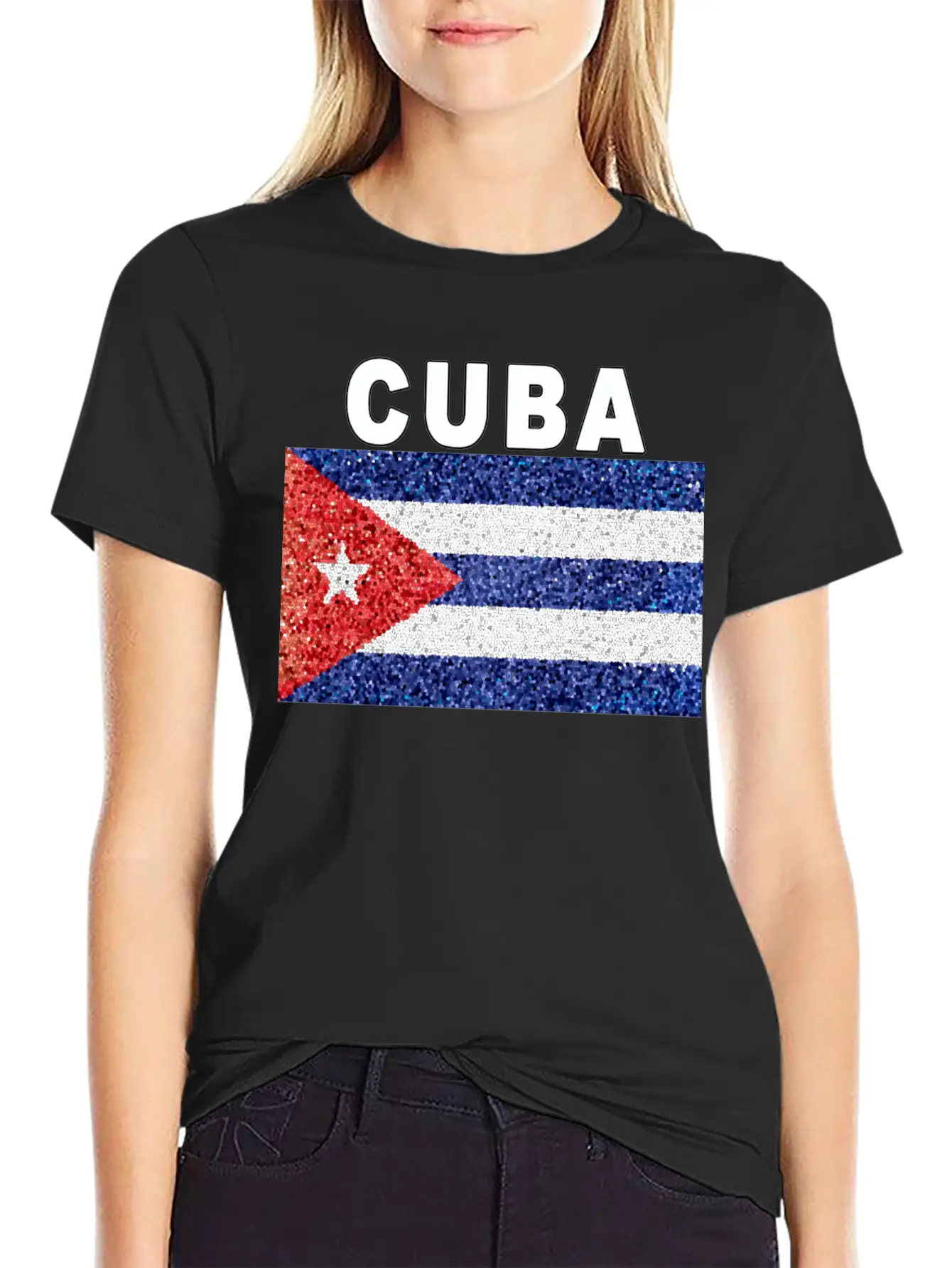 Cuba Flag Stained Glass Effect Design Comfortable Minimalist Graphic Tee – Summer Style Essential