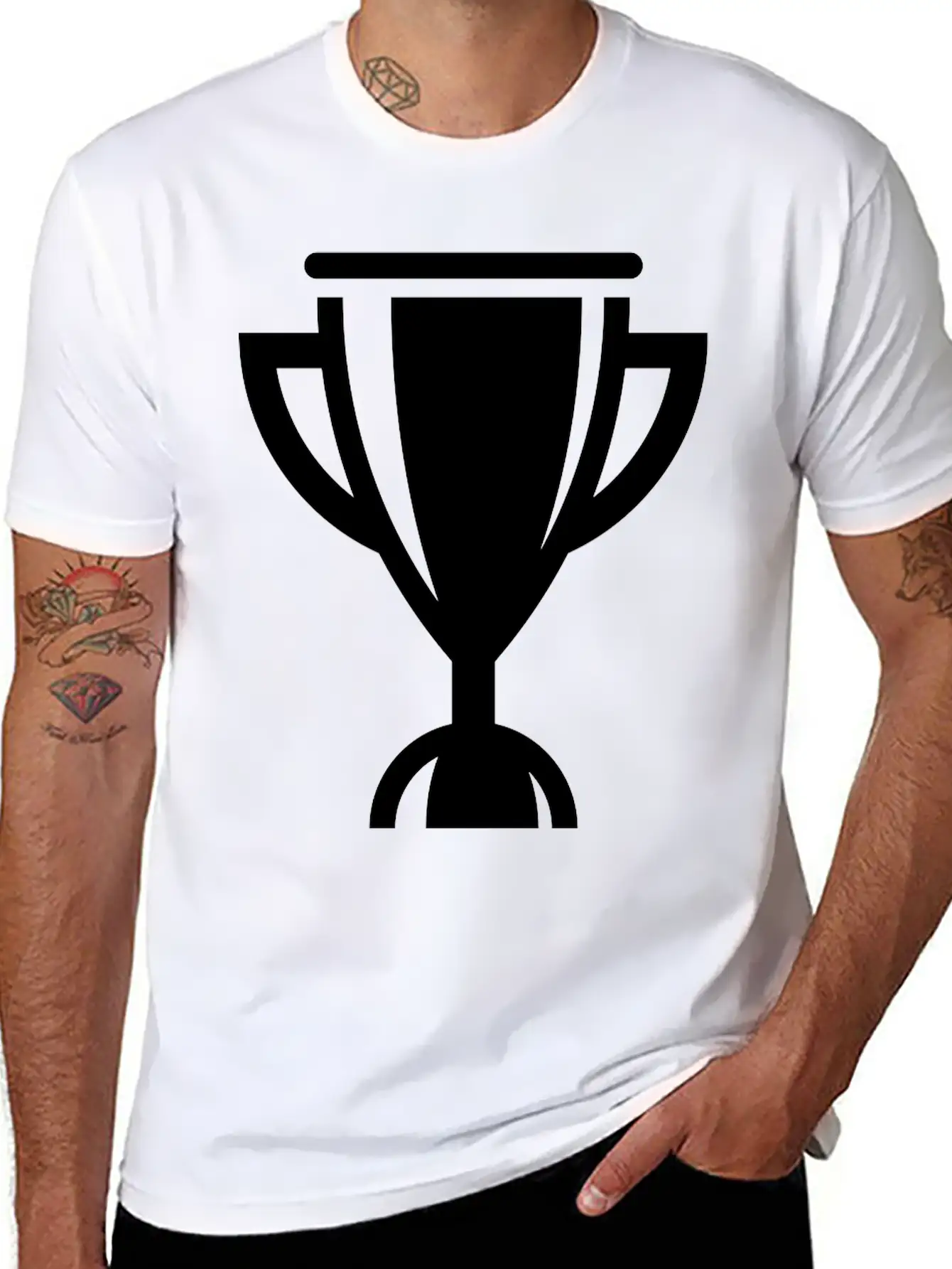Cup / Trophy / Chalice (Icon / Pictogram) Unisex Short Sleeve Soft Cotton T-Shirt – Casual Everyday Wear