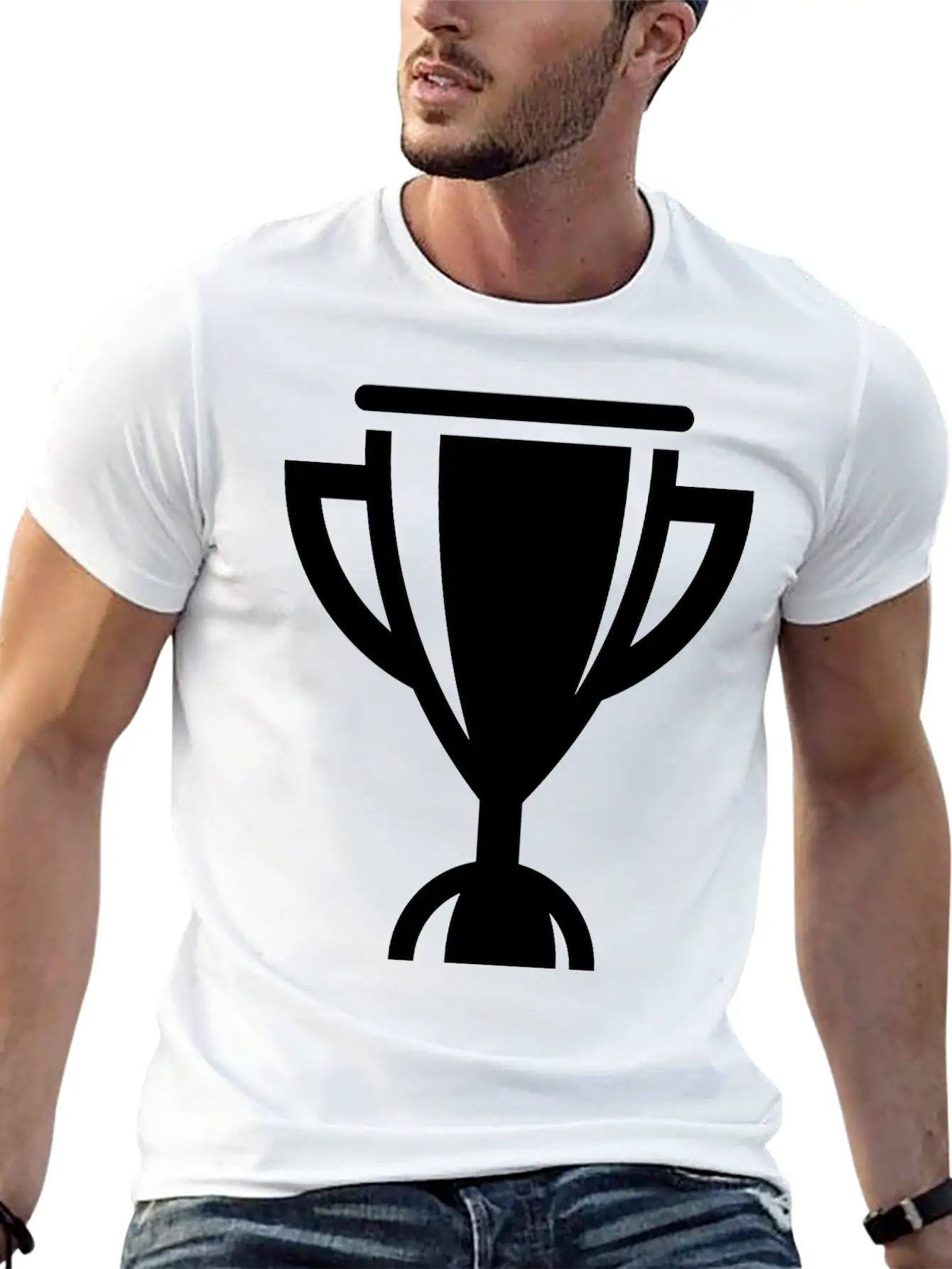 Cup / Trophy / Chalice (Icon / Pictogram) Unisex Short Sleeve Soft Cotton T-Shirt – Casual Everyday Wear