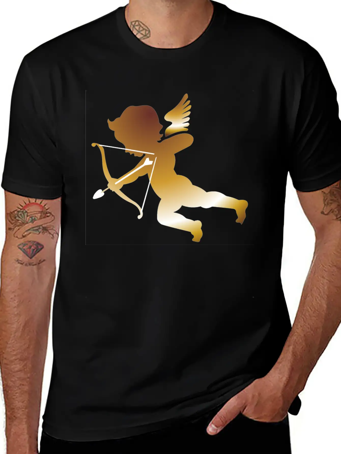 Cupid 01 - (dark Gold) Comfortable Minimalist Graphic Tee – Summer Style Essential