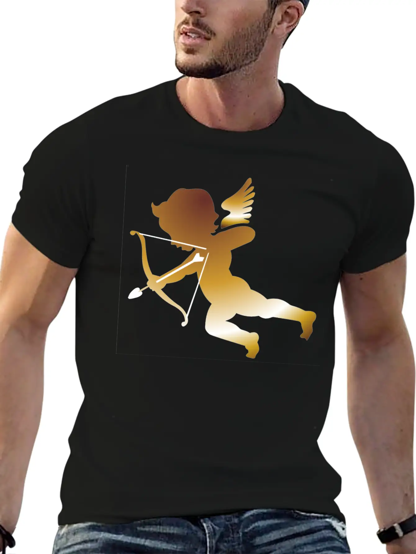 Cupid 01 - (dark Gold) Comfortable Minimalist Graphic Tee – Summer Style Essential