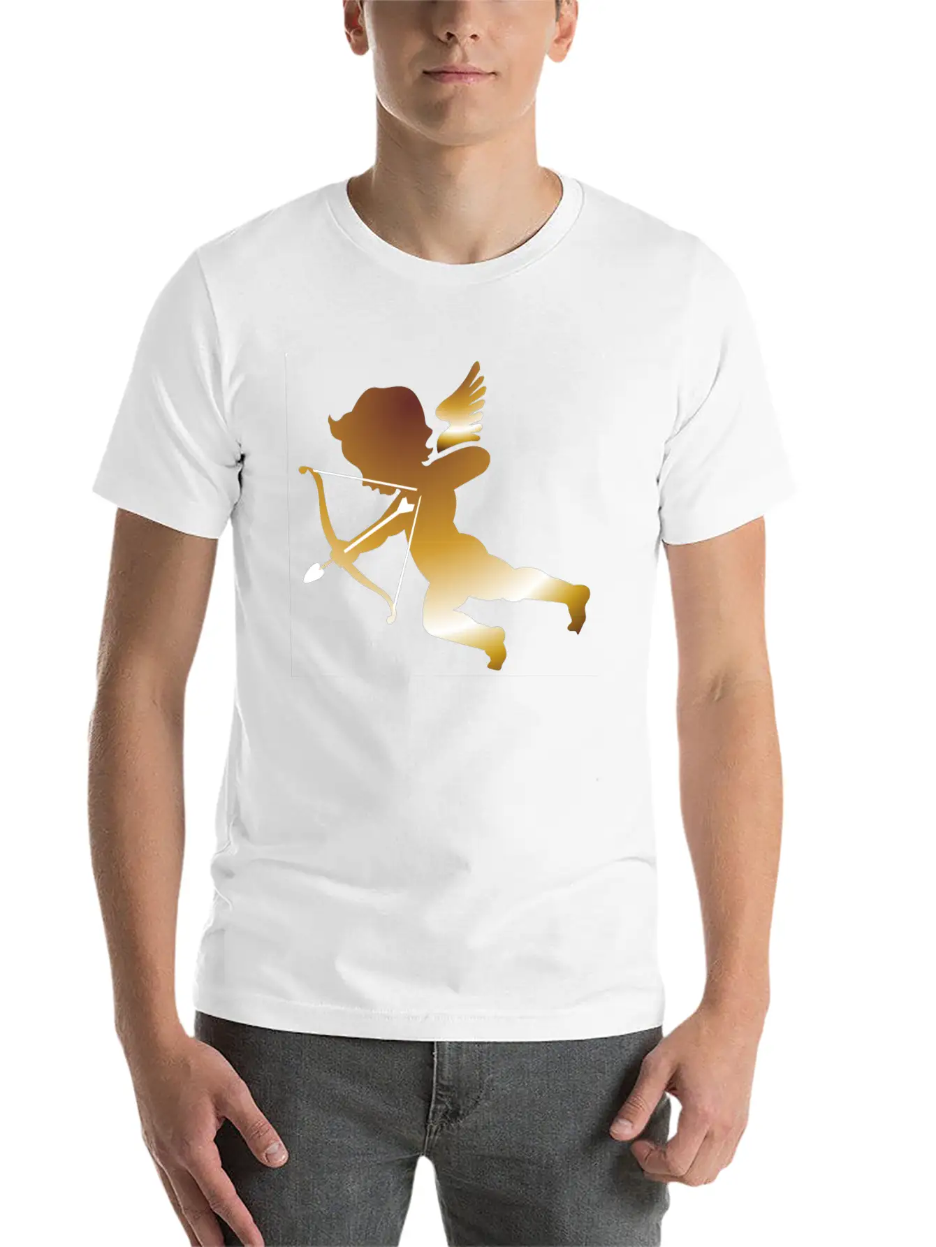 Cupid 01 - (dark Gold) Comfortable Minimalist Graphic Tee – Summer Style Essential