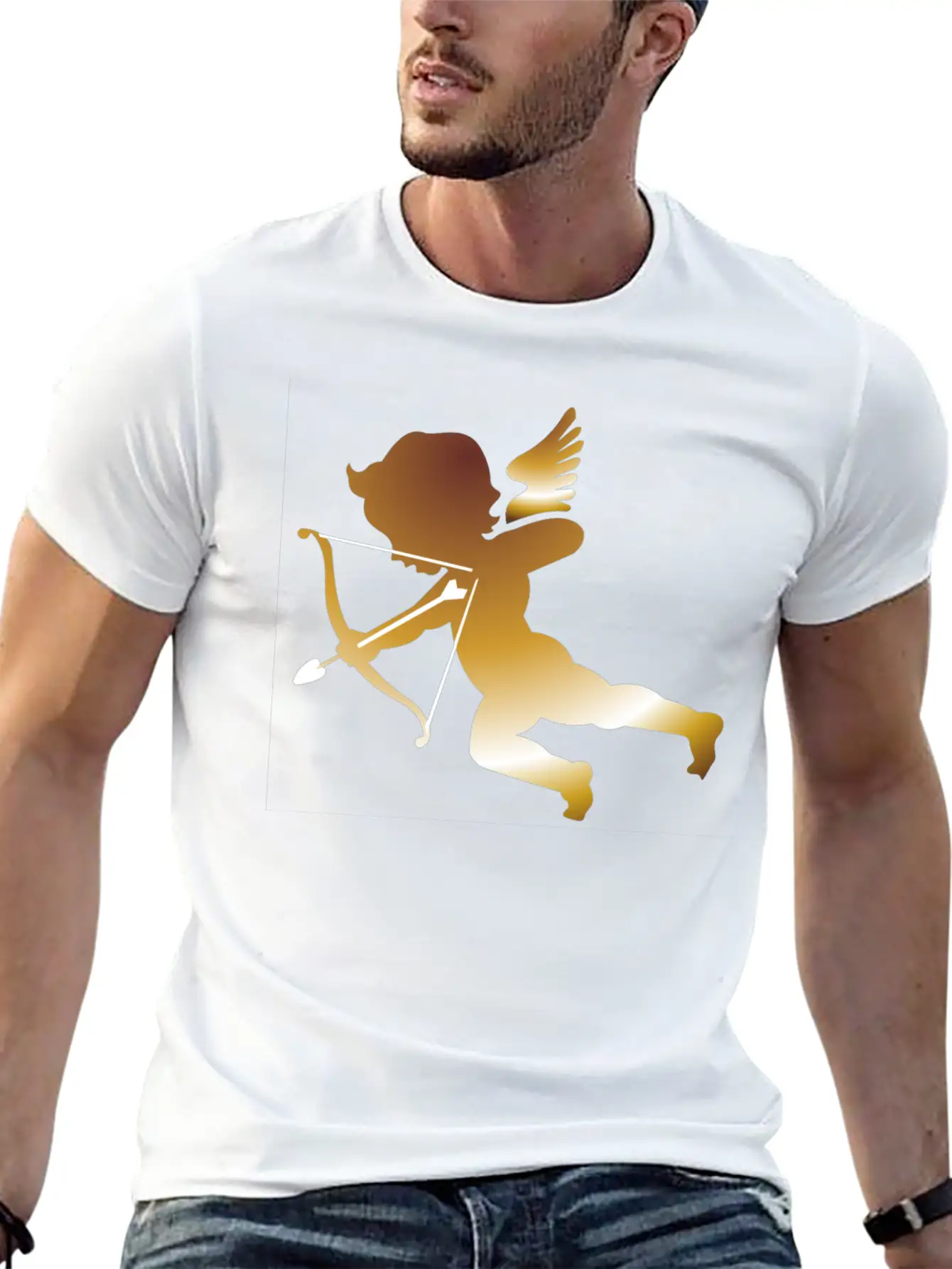 Cupid 01 - (dark Gold) Comfortable Minimalist Graphic Tee – Summer Style Essential